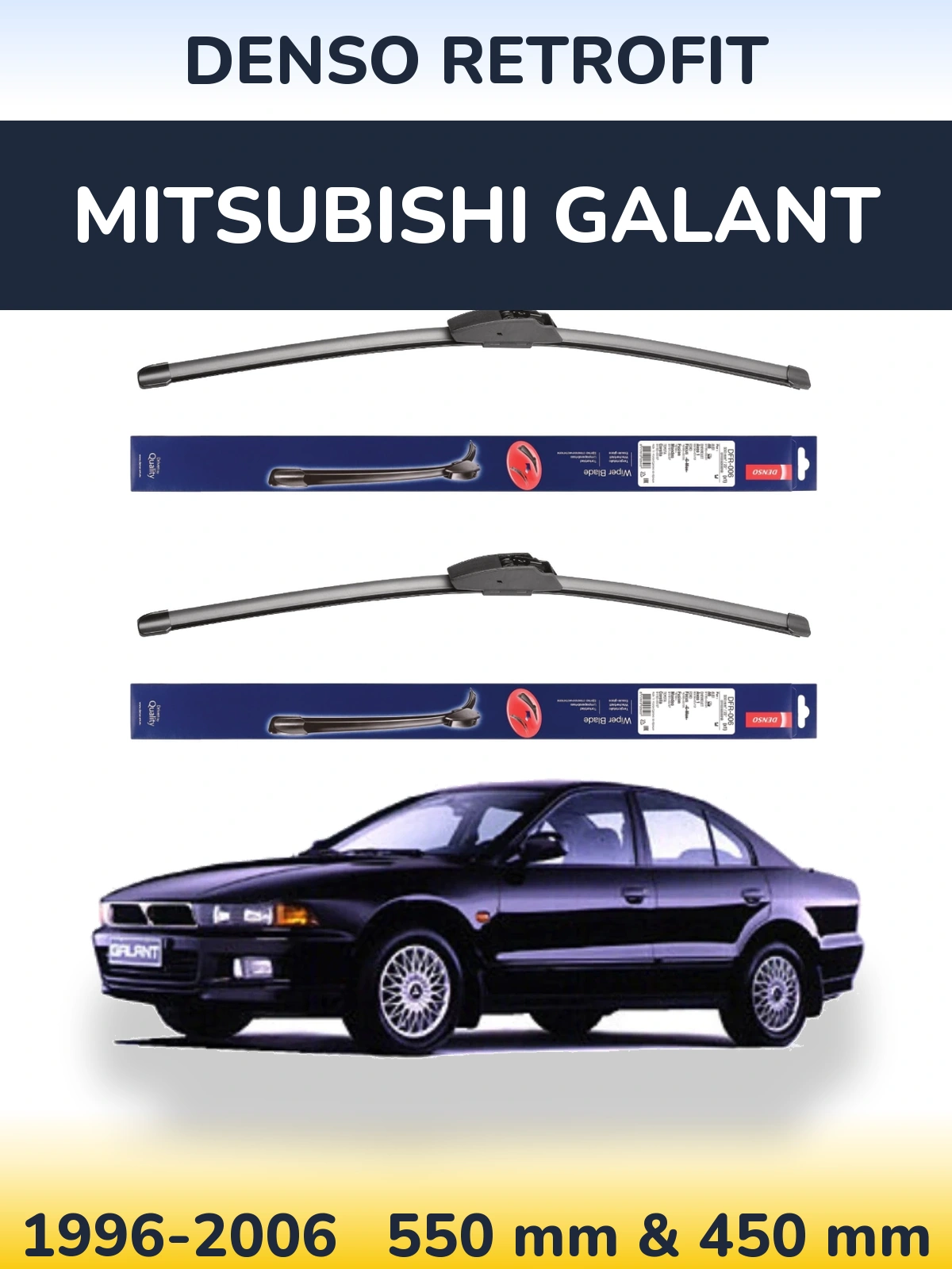 Sada předních stěračů Denso Retrofit 550 a 450 mm pro Mitsubishi Galant 1996-2006