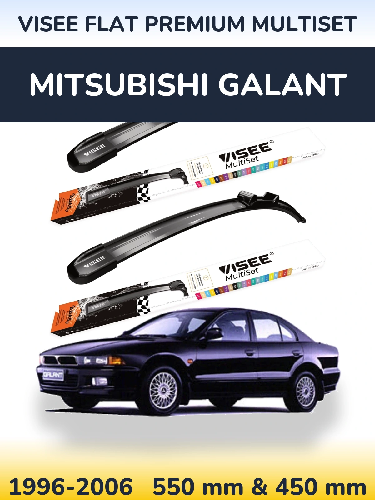 Sada předních stěračů VISEE FLAT PREMIUM MultiSet 550 a 450 mm pro Mitsubishi Galant 1996-2006