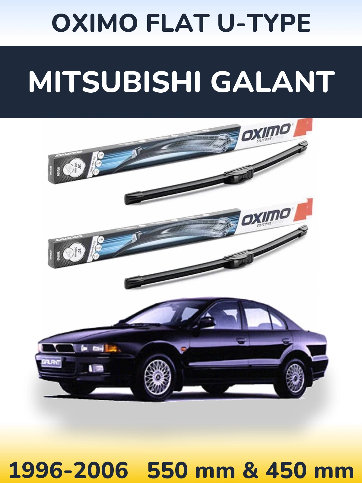 Sada předních stěračů Oximo Flat U-type 550 a 450 mm pro Mitsubishi Galant 1996-2006