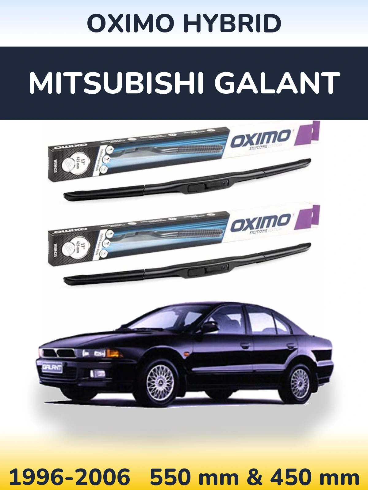 Sada předních stěračů Oximo Hybrid 550 a 450 mm pro Mitsubishi Galant 1996-2006