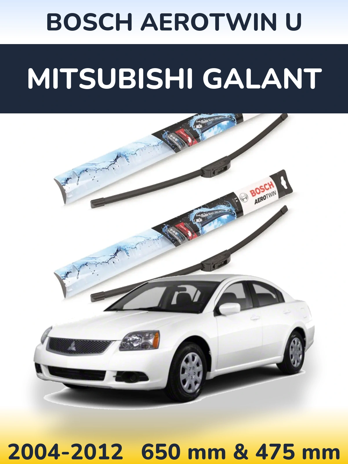 Sada předních stěračů BOSCH AeroTwin U 650 a 475 mm pro Mitsubishi Galant 2004-2012