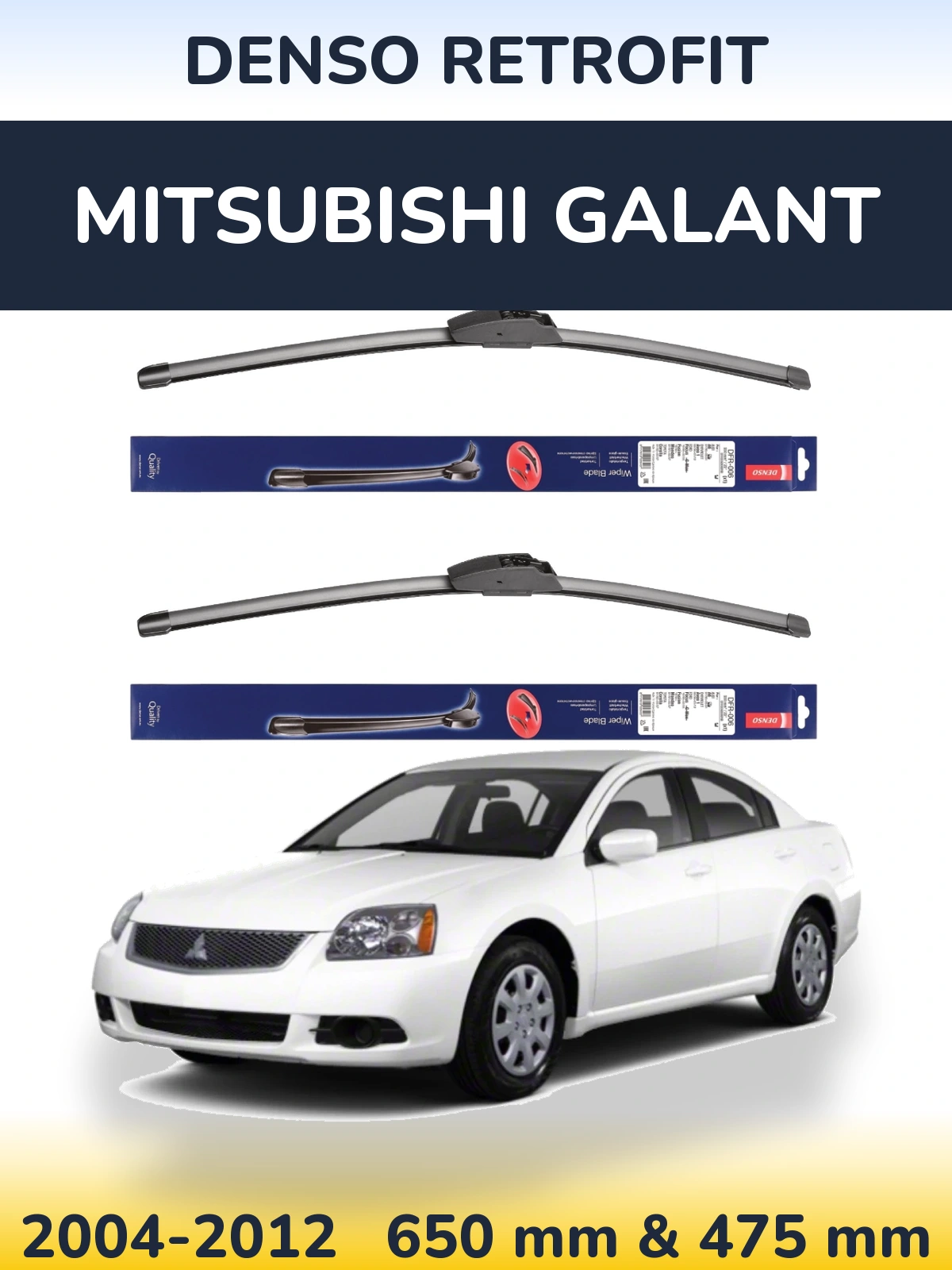 Sada předních stěračů Denso Retrofit 650 a 475 mm pro Mitsubishi Galant 2004-2012