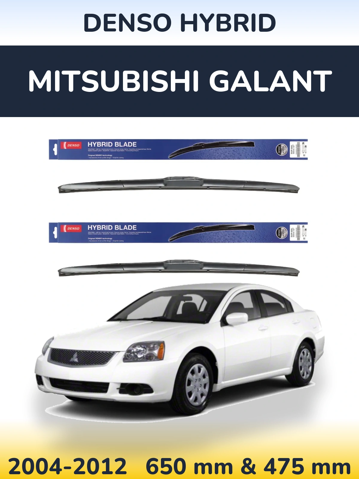 Sada předních stěračů Denso Hybrid 650 a 475 mm pro Mitsubishi Galant 2004-2012