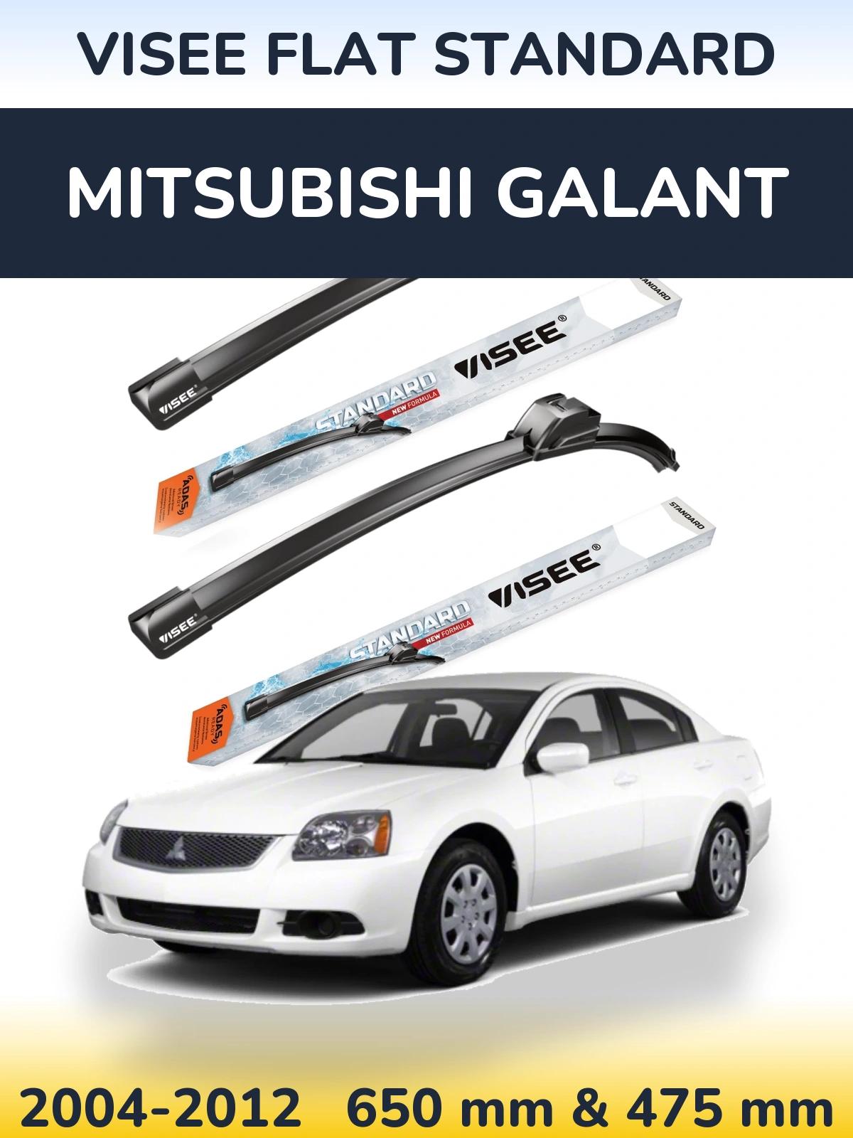 Sada předních stěračů VISEE FLAT STANDARD 650 a 475 mm pro Mitsubishi Galant 2004-2012