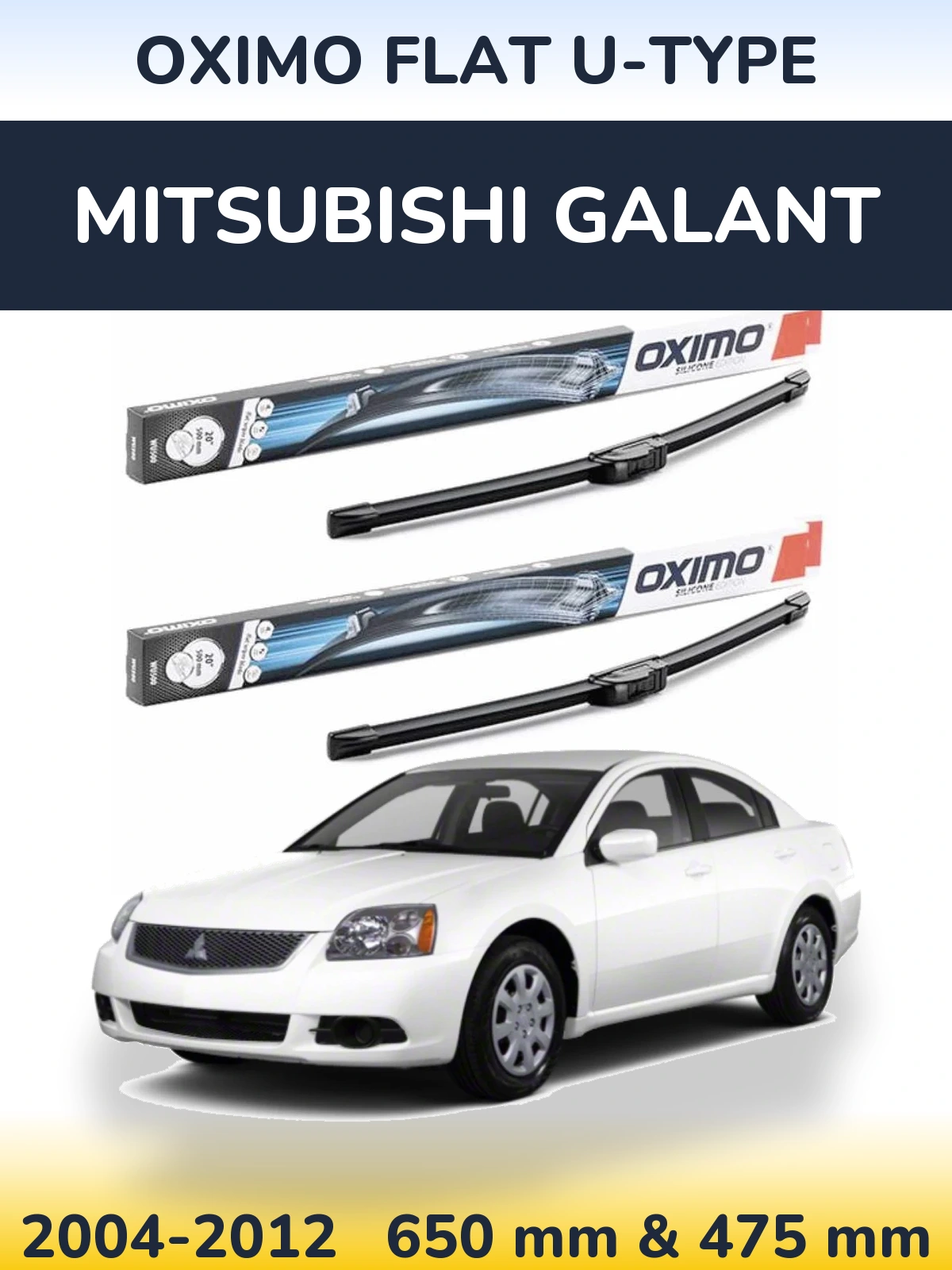 Sada předních stěračů Oximo Flat U-type 650 a 475 mm pro Mitsubishi Galant 2004-2012