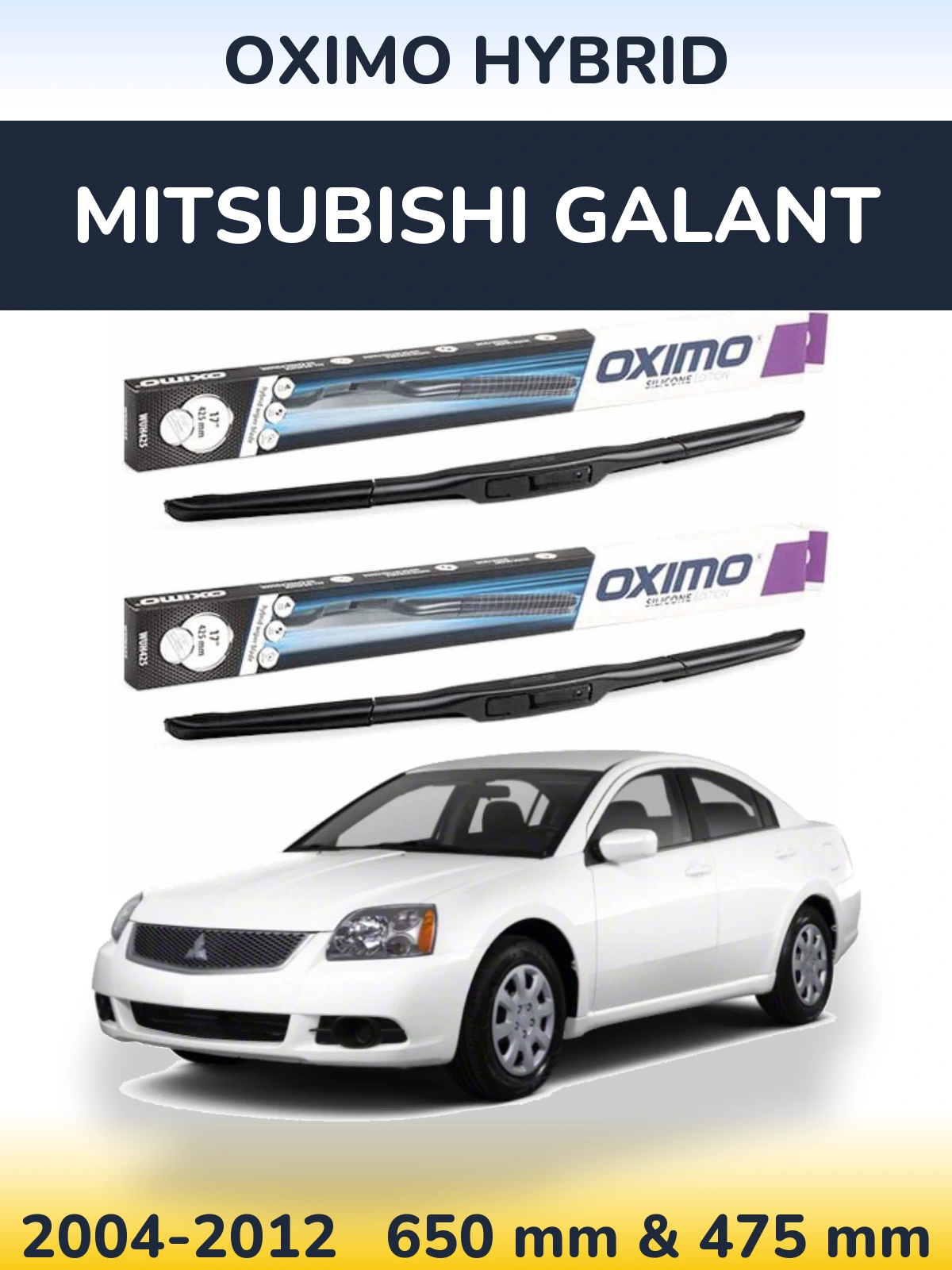 Sada předních stěračů Oximo Hybrid 650 a 475 mm pro Mitsubishi Galant 2004-2012