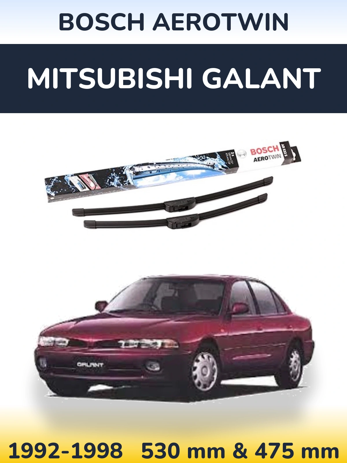 Sada předních stěračů BOSCH AeroTwin 530 a 475 mm pro Mitsubishi Galant 1992-1998