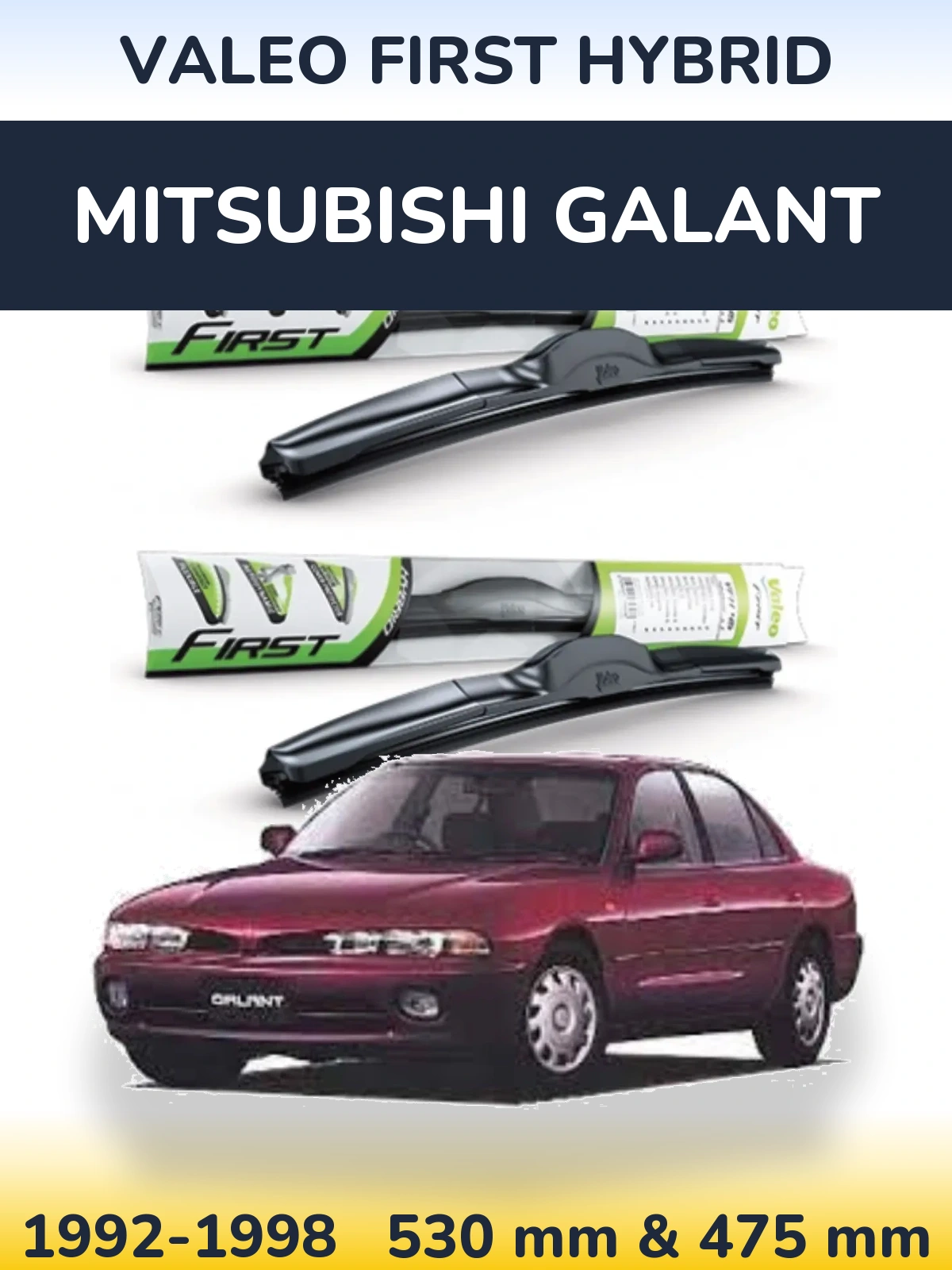Sada předních stěračů Valeo First Hybrid 530 a 475 mm pro Mitsubishi Galant 1992-1998