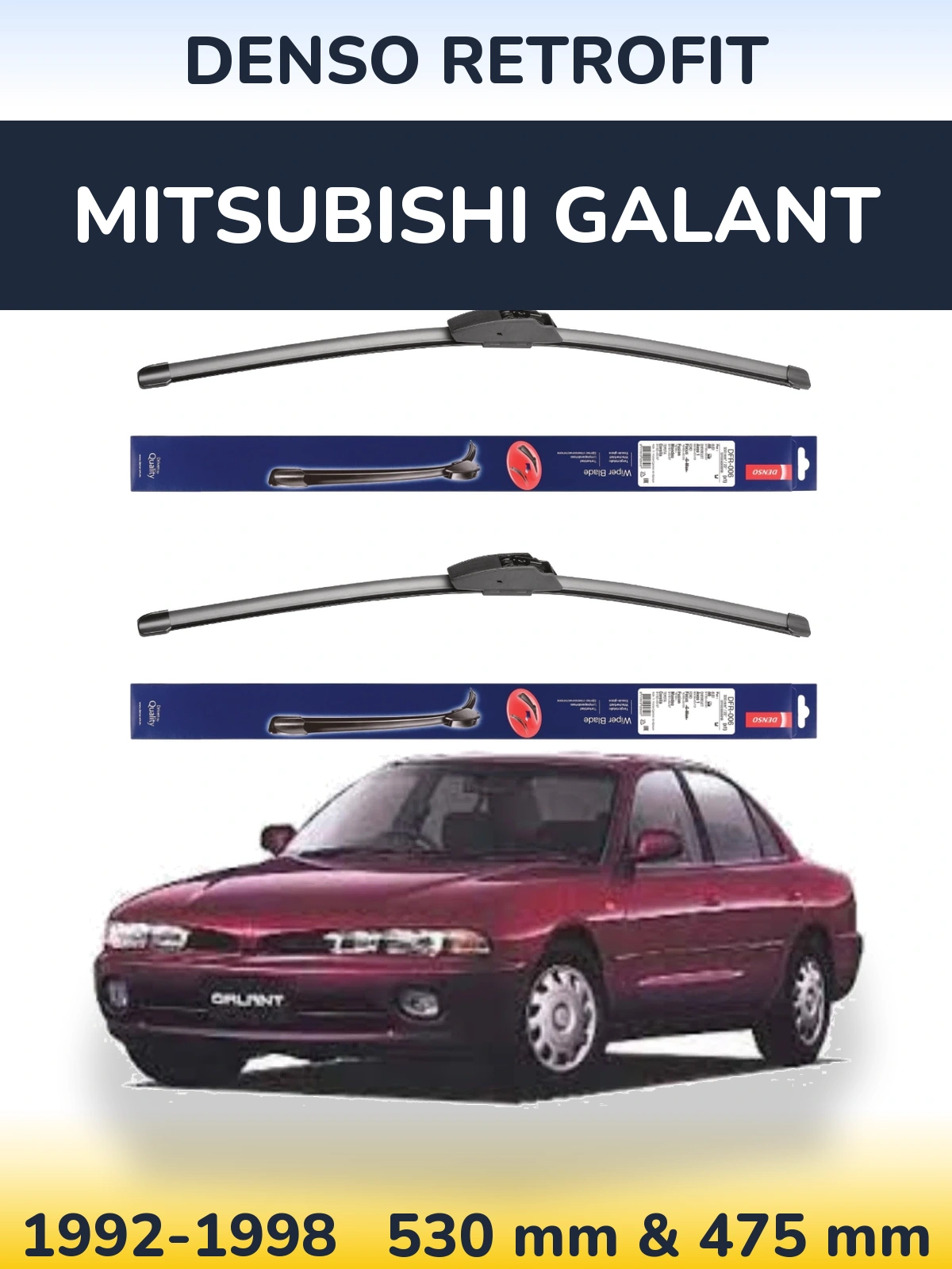 Sada předních stěračů Denso Retrofit 530 a 475 mm pro Mitsubishi Galant 1992-1998