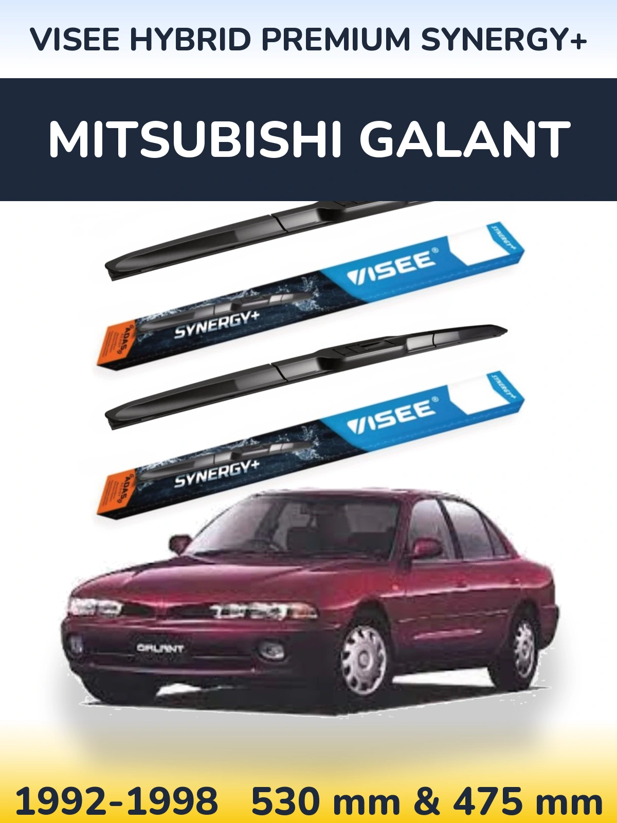 Sada předních stěračů VISEE HYBRID PREMIUM SYNERGY+ 530 a 475 mm pro Mitsubishi Galant 1992-1998
