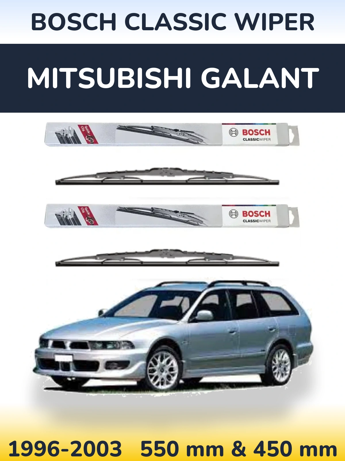 Sada předních stěračů BOSCH Classic Wiper 550 a 450 mm pro Mitsubishi Galant 1996-2003