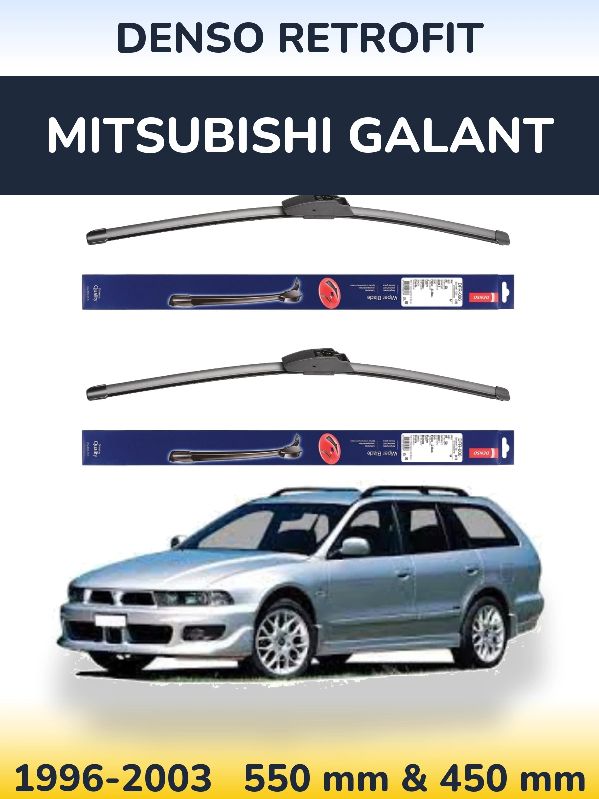 Sada předních stěračů Denso Retrofit 550 a 450 mm pro Mitsubishi Galant 1996-2003
