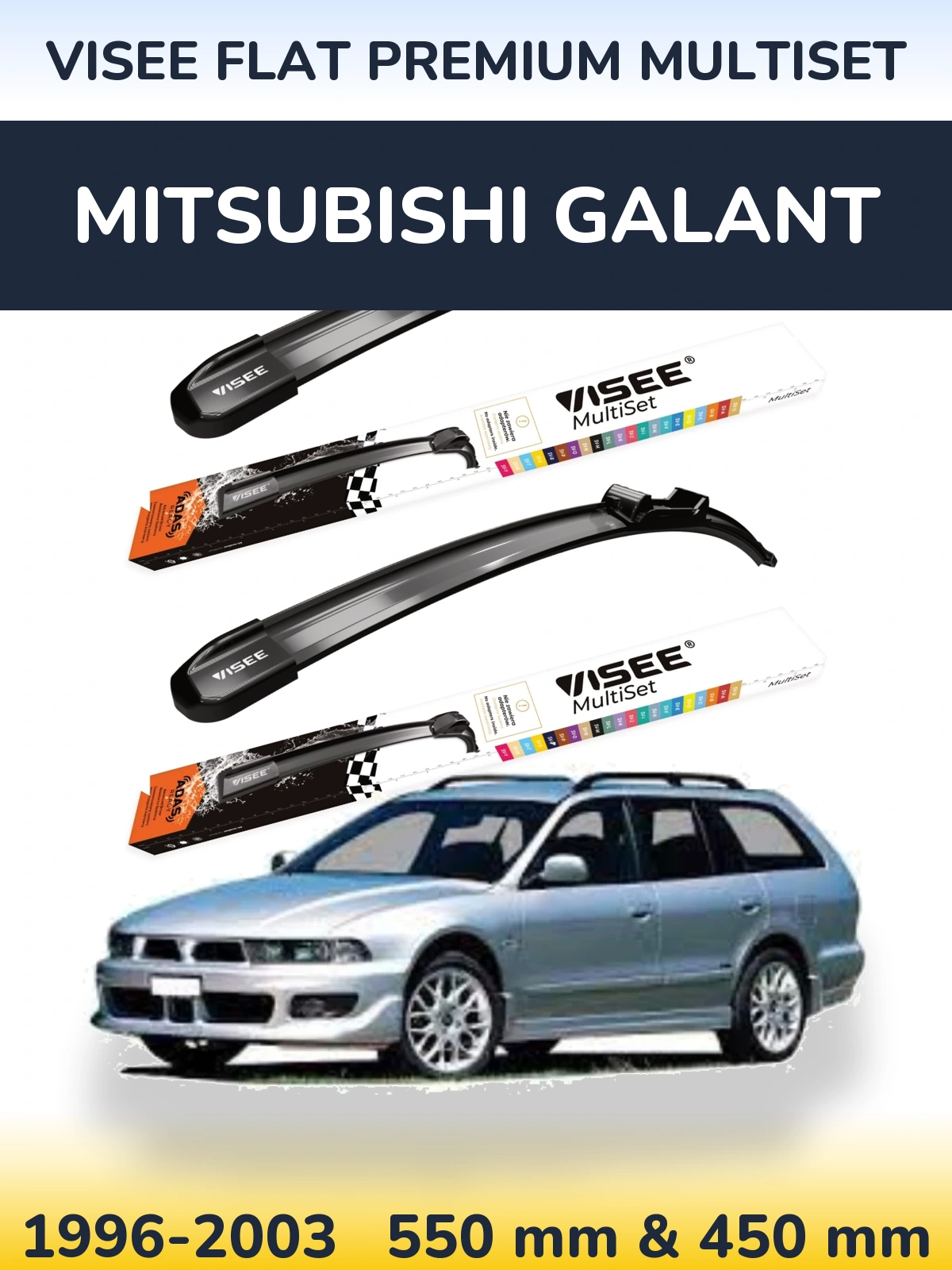 Sada předních stěračů VISEE FLAT PREMIUM MultiSet 550 a 450 mm pro Mitsubishi Galant 1996-2003