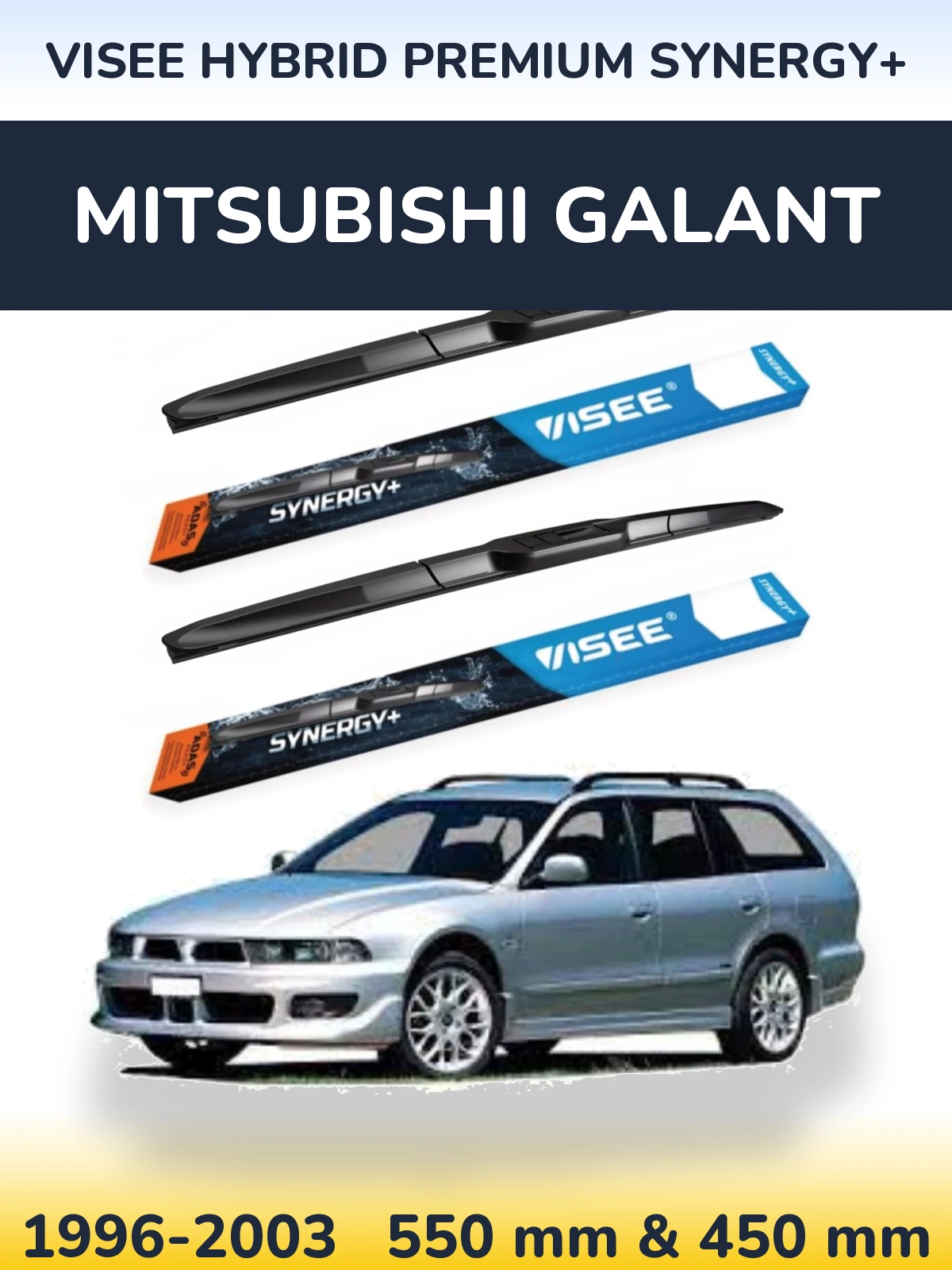 Sada předních stěračů VISEE HYBRID PREMIUM SYNERGY+ 550 a 450 mm pro Mitsubishi Galant 1996-2003