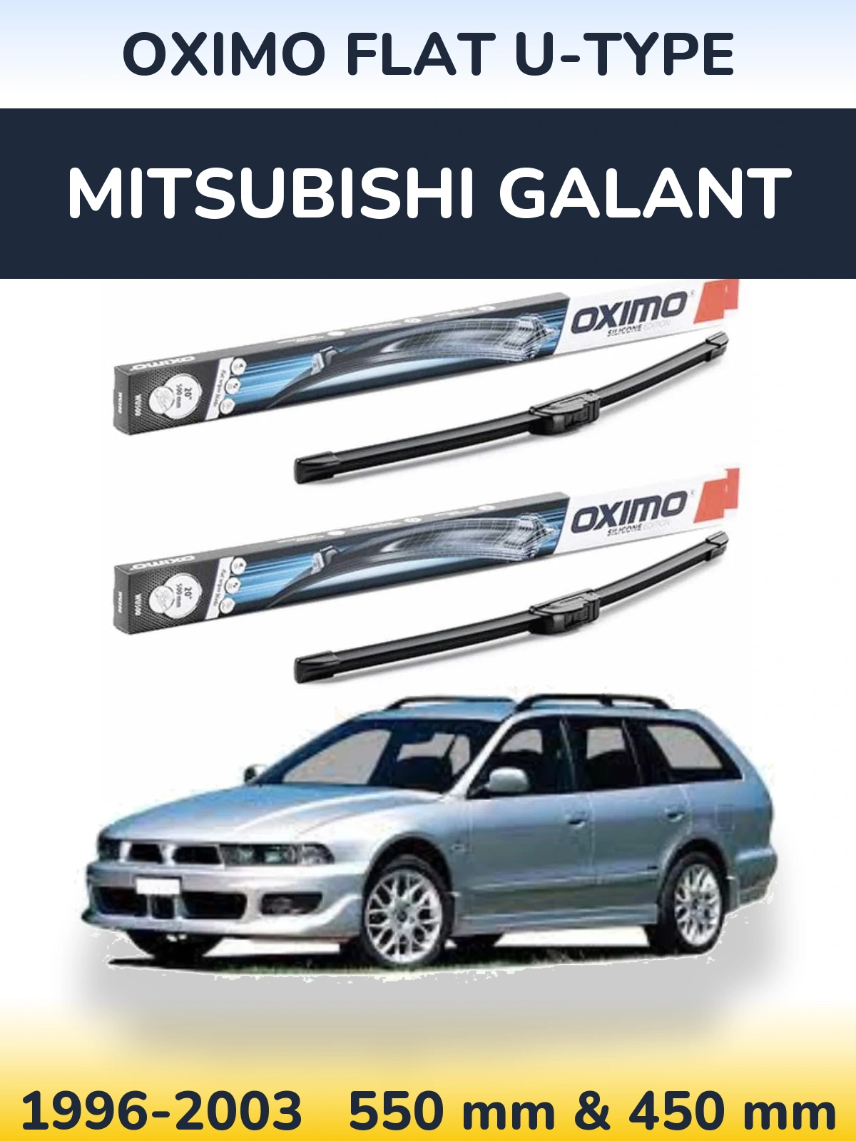 Sada předních stěračů Oximo Flat U-type 550 a 450 mm pro Mitsubishi Galant 1996-2003