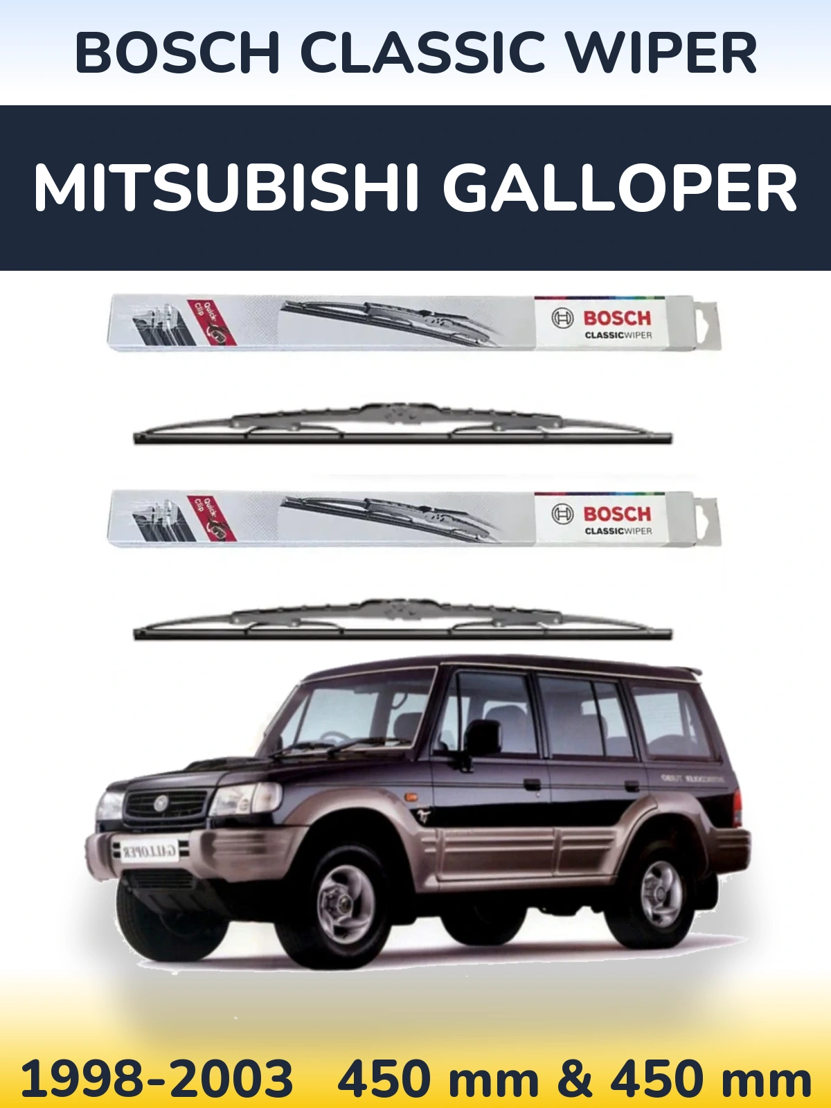 Sada předních stěračů BOSCH Classic Wiper 450 a 450 mm pro Mitsubishi Galloper 1998-2003