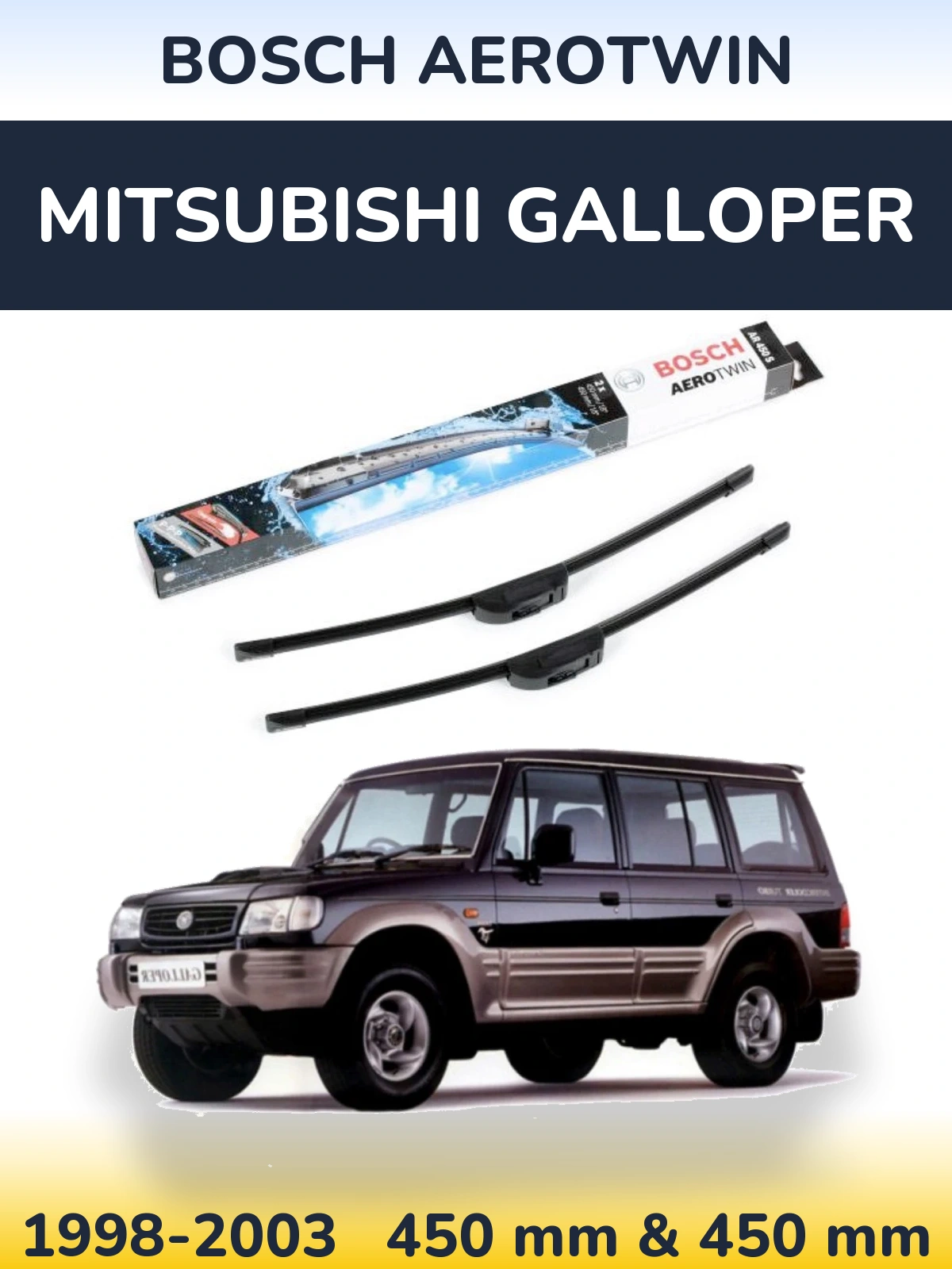 Sada předních stěračů BOSCH AeroTwin 450 a 450 mm pro Mitsubishi Galloper 1998-2003