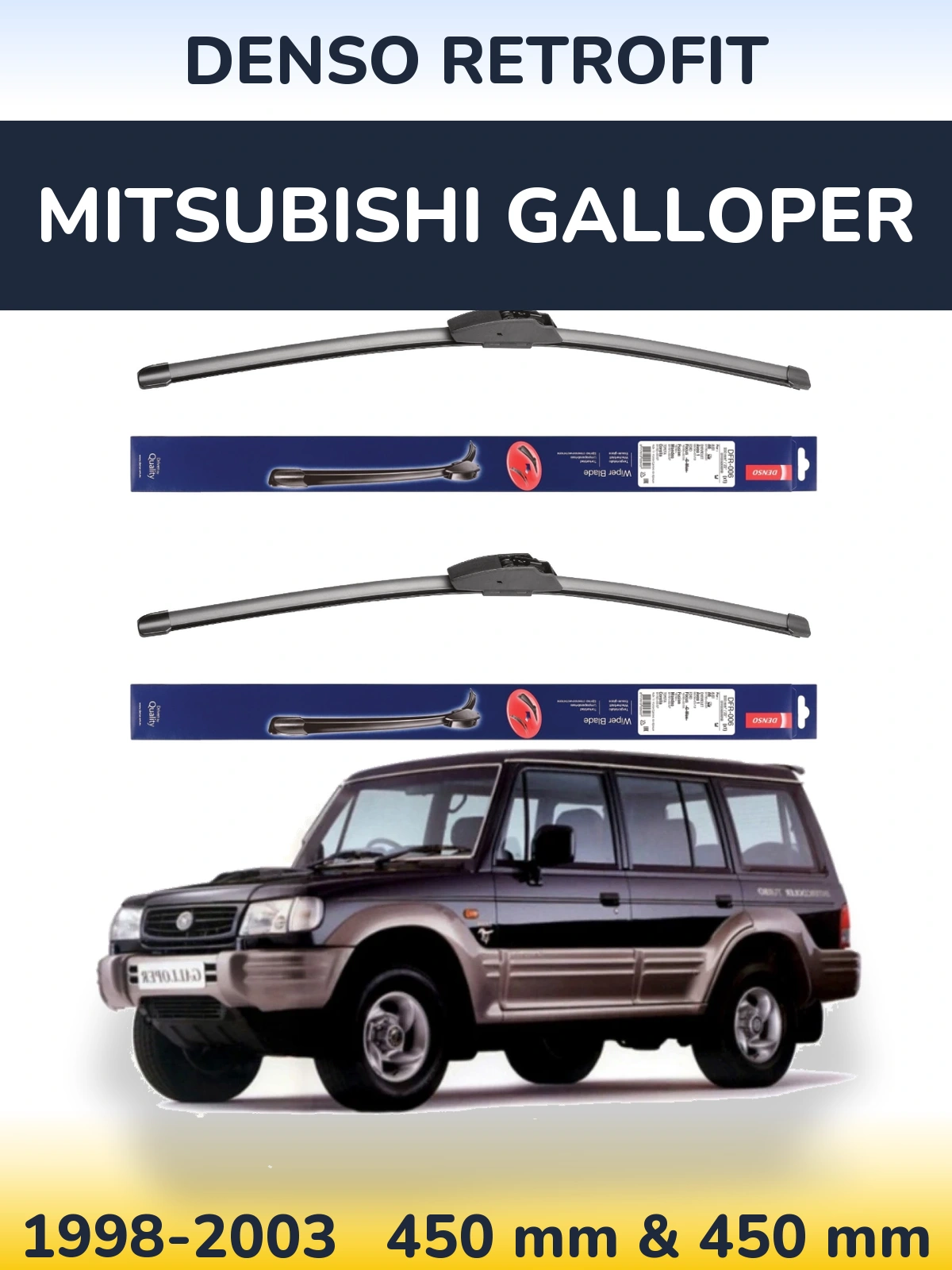 Sada předních stěračů Denso Retrofit 450 a 450 mm pro Mitsubishi Galloper 1998-2003