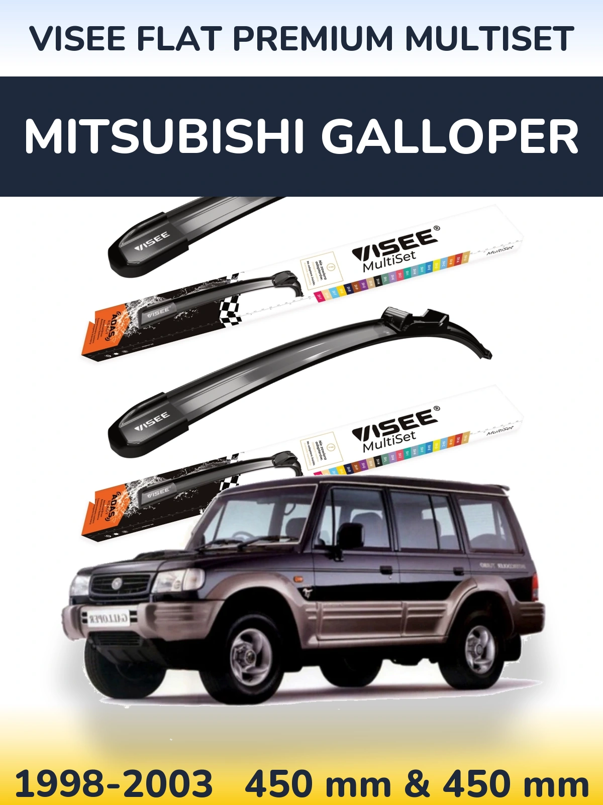 Sada předních stěračů VISEE FLAT PREMIUM MultiSet 450 a 450 mm pro Mitsubishi Galloper 1998-2003