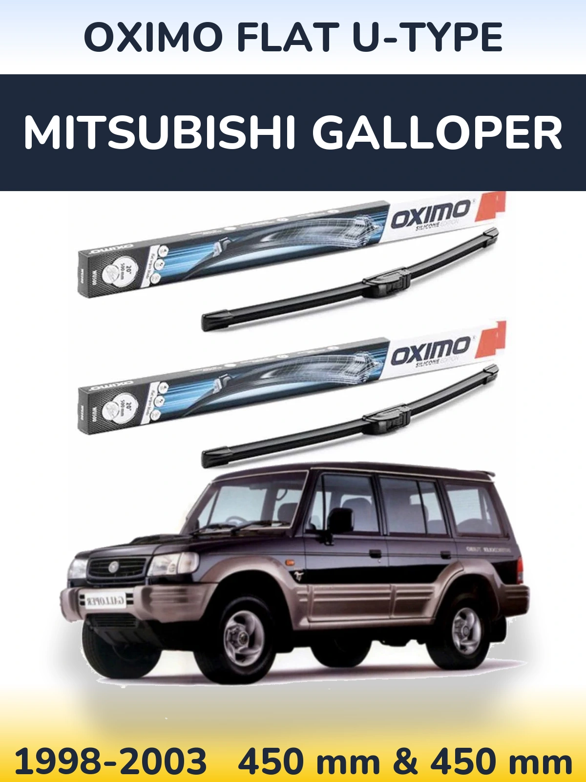 Sada předních stěračů Oximo Flat U-type 450 a 450 mm pro Mitsubishi Galloper 1998-2003