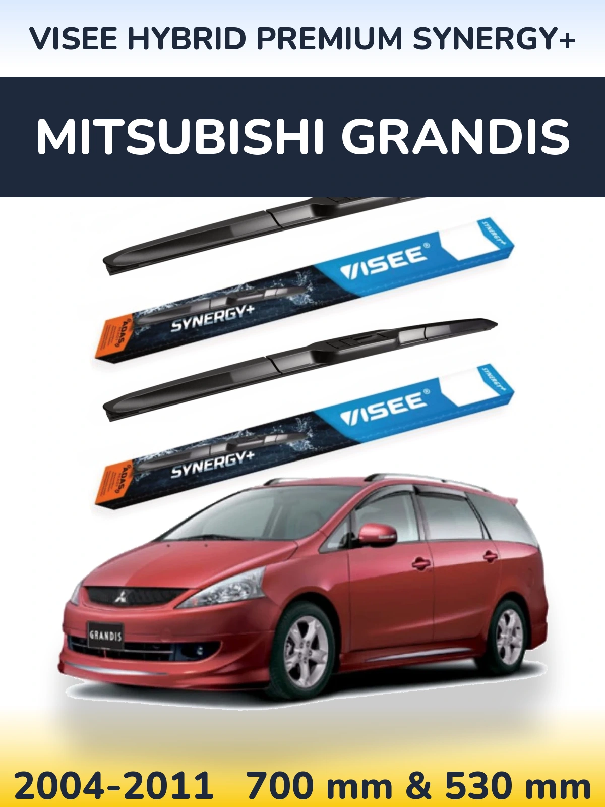 Sada předních stěračů VISEE HYBRID PREMIUM SYNERGY+ 700 a 530 mm pro Mitsubishi Grandis 2004-2011