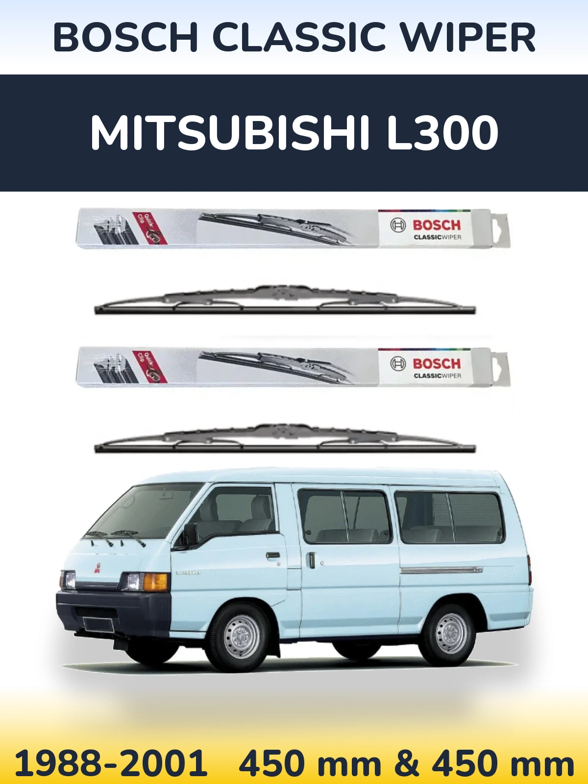 Sada předních stěračů BOSCH Classic Wiper 450 a 450 mm pro Mitsubishi L300 1988-2001