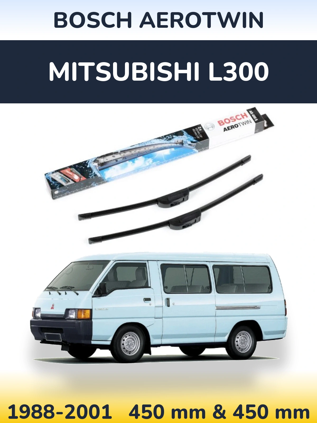 Sada předních stěračů BOSCH AeroTwin 450 a 450 mm pro Mitsubishi L300 1988-2001