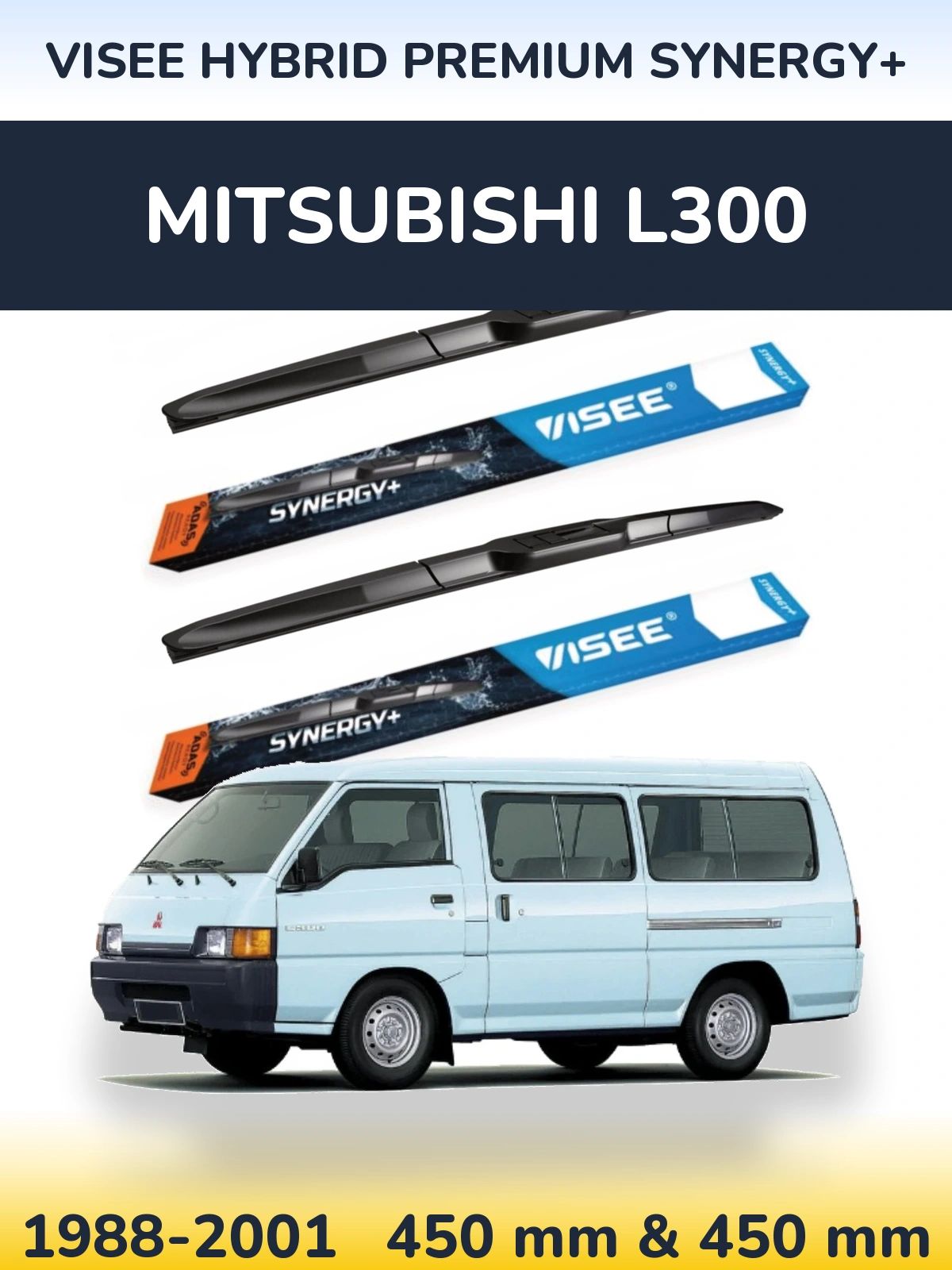 Sada předních stěračů VISEE HYBRID PREMIUM SYNERGY+ 450 a 450 mm pro Mitsubishi L300 1988-2001