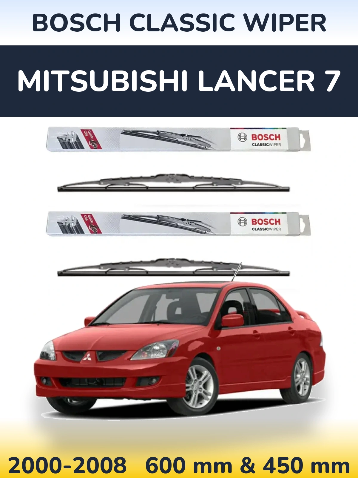 Sada předních stěračů BOSCH Classic Wiper 600 a 450 mm pro Mitsubishi Lancer 7 2000-2008