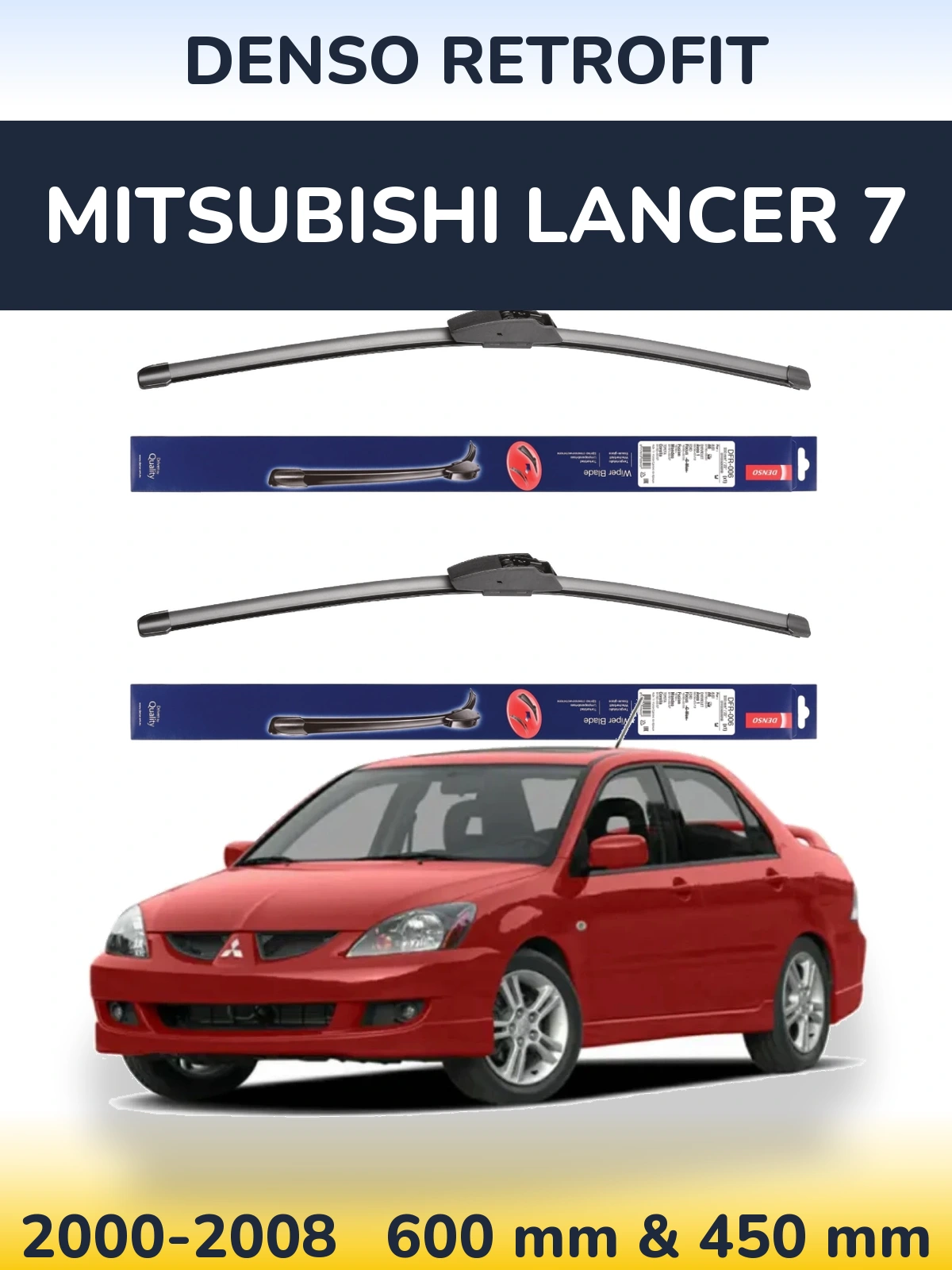 Sada předních stěračů Denso Retrofit 600 a 450 mm pro Mitsubishi Lancer 7 2000-2008