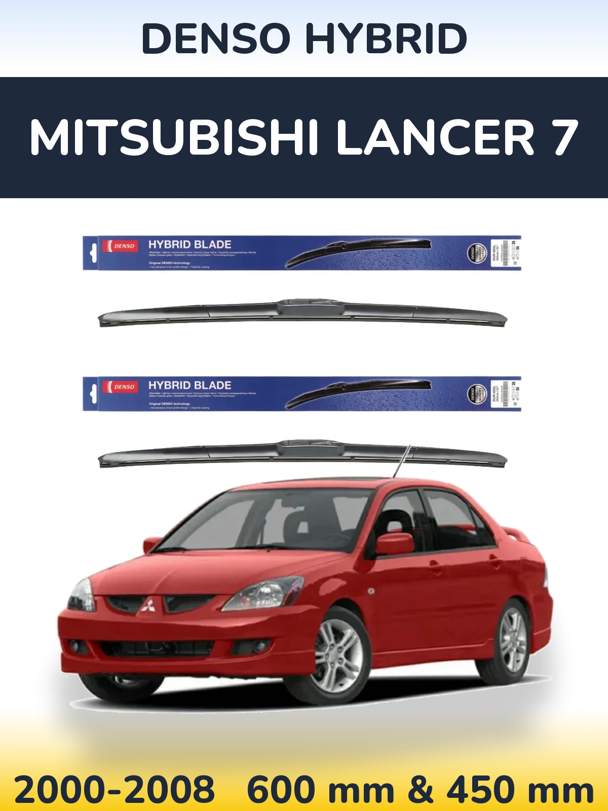 Sada předních stěračů Denso Hybrid 600 a 450 mm pro Mitsubishi Lancer 7 2000-2008