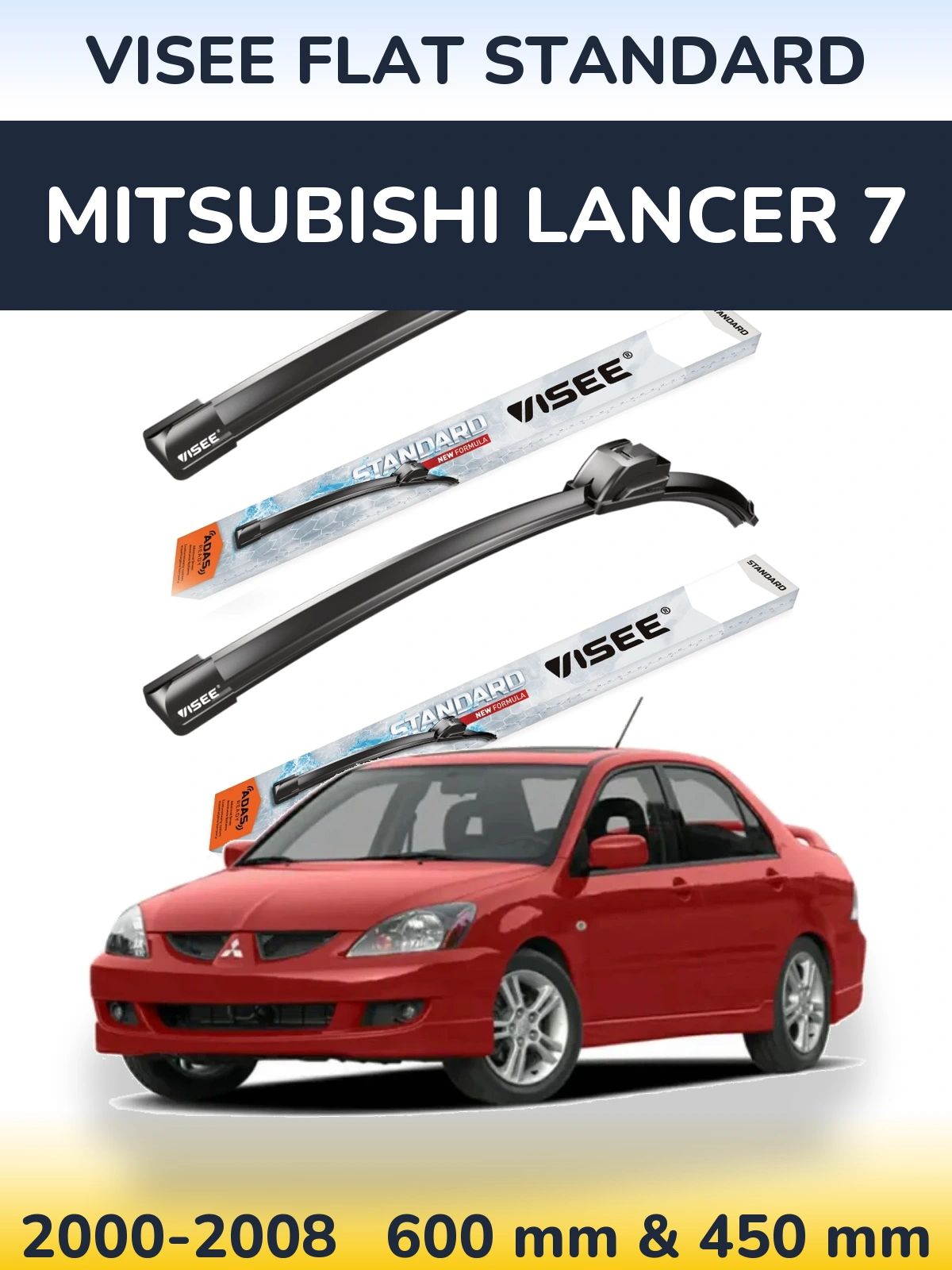 Sada předních stěračů VISEE FLAT STANDARD 600 a 450 mm pro Mitsubishi Lancer 7 2000-2008