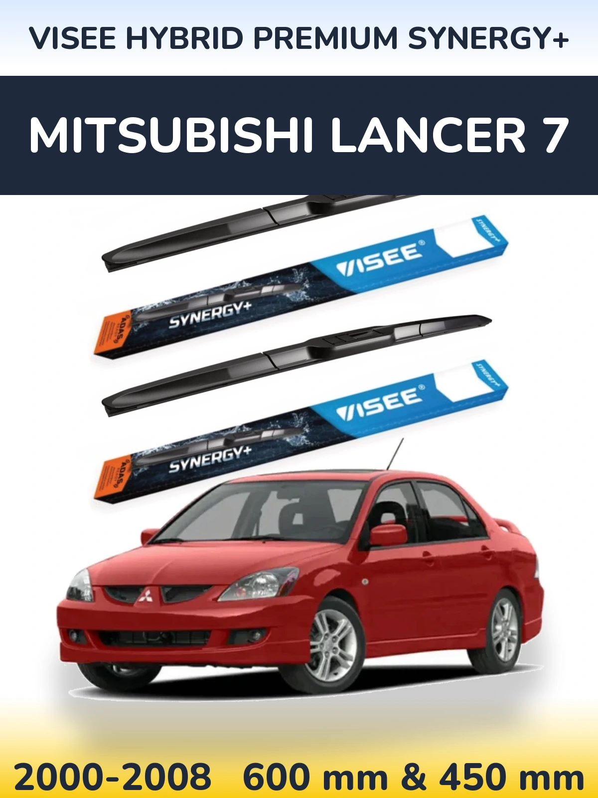 Sada předních stěračů VISEE HYBRID PREMIUM SYNERGY+ 600 a 450 mm pro Mitsubishi Lancer 7 2000-2008