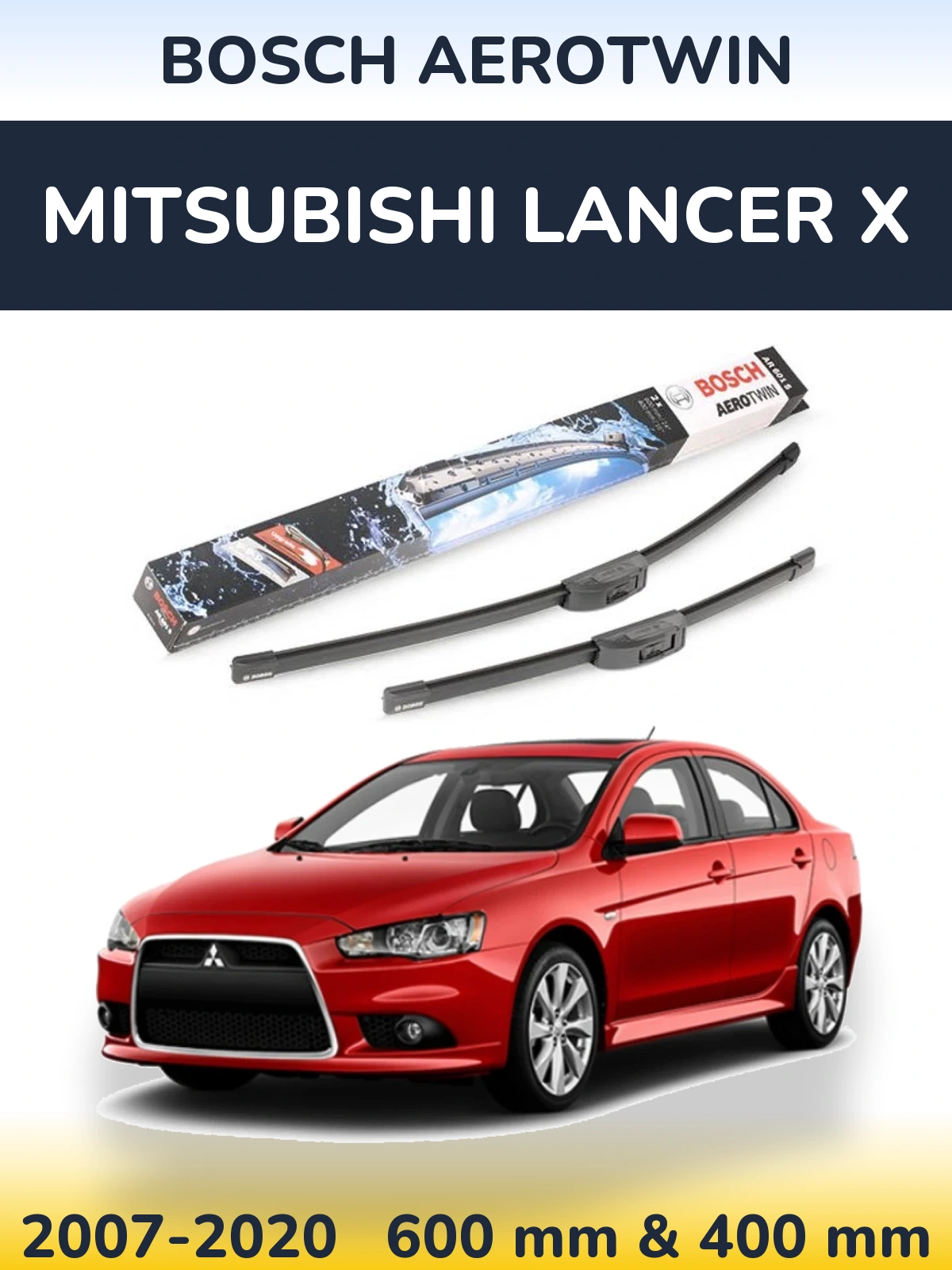 Sada předních stěračů BOSCH AeroTwin 600 a 400 mm pro Mitsubishi Lancer X 2007-2020