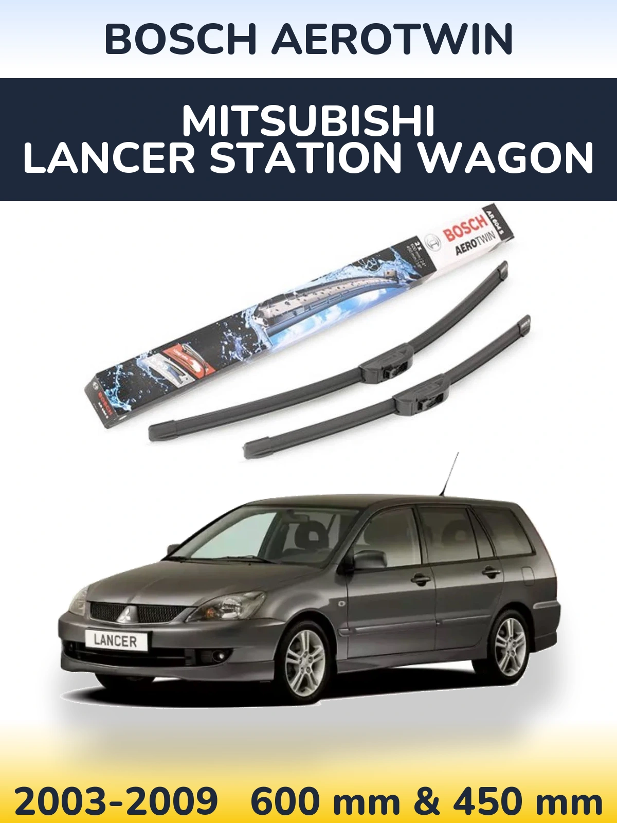Sada předních stěračů BOSCH AeroTwin 600 a 450 mm pro Mitsubishi Lancer Station Wagon 2003-2009