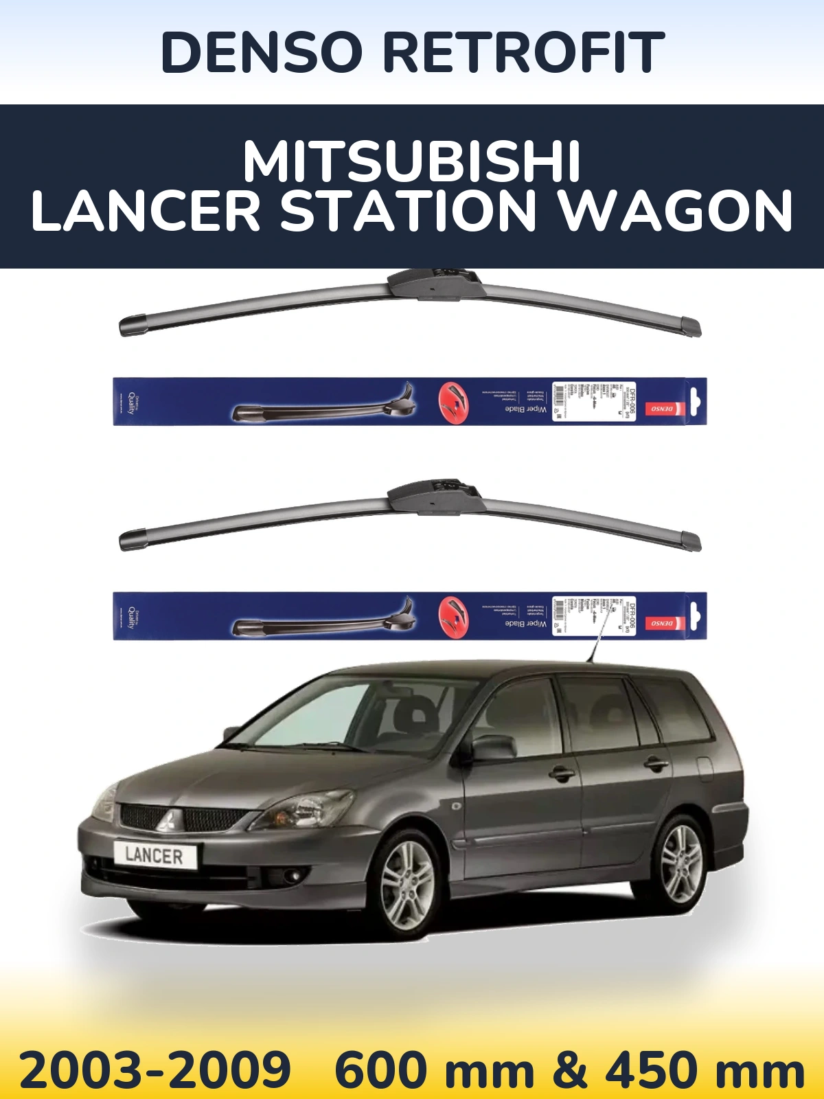Sada předních stěračů Denso Retrofit 600 a 450 mm pro Mitsubishi Lancer Station Wagon 2003-2009