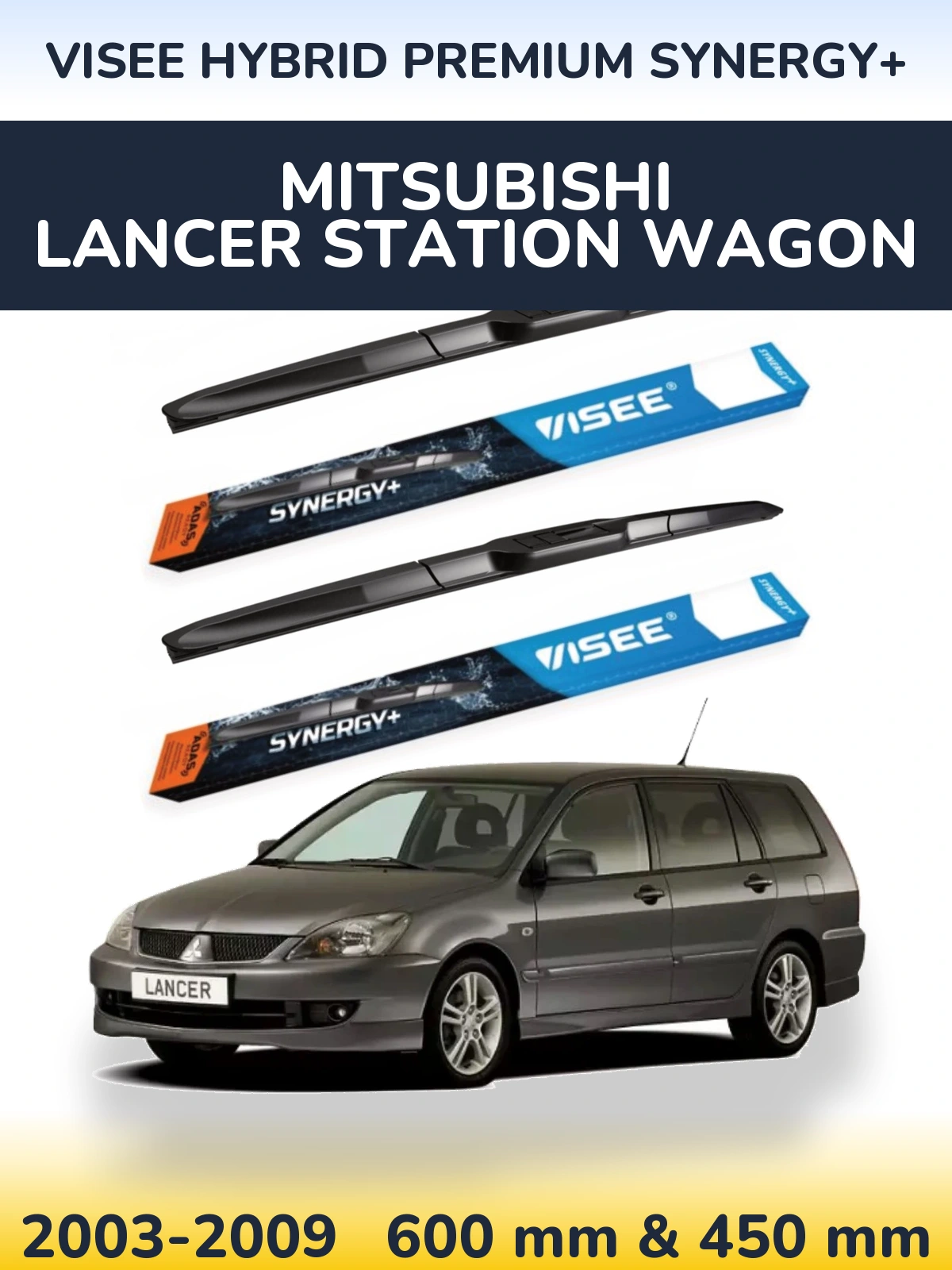 Sada předních stěračů VISEE HYBRID PREMIUM SYNERGY+ 600 a 450 mm pro Mitsubishi Lancer Station Wagon 2003-2009