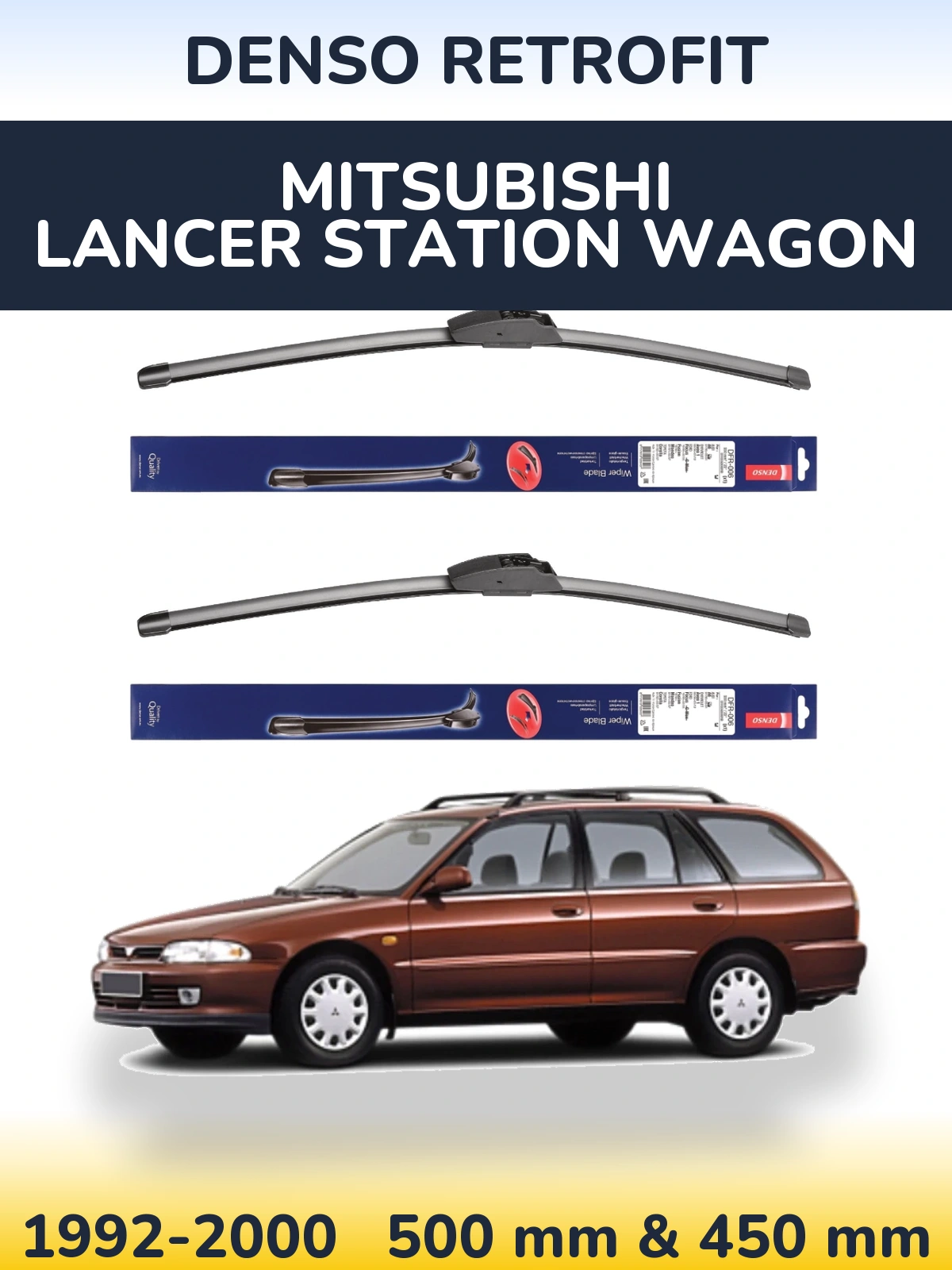 Sada předních stěračů Denso Retrofit 500 a 450 mm pro Mitsubishi Lancer Station Wagon 1992-2000