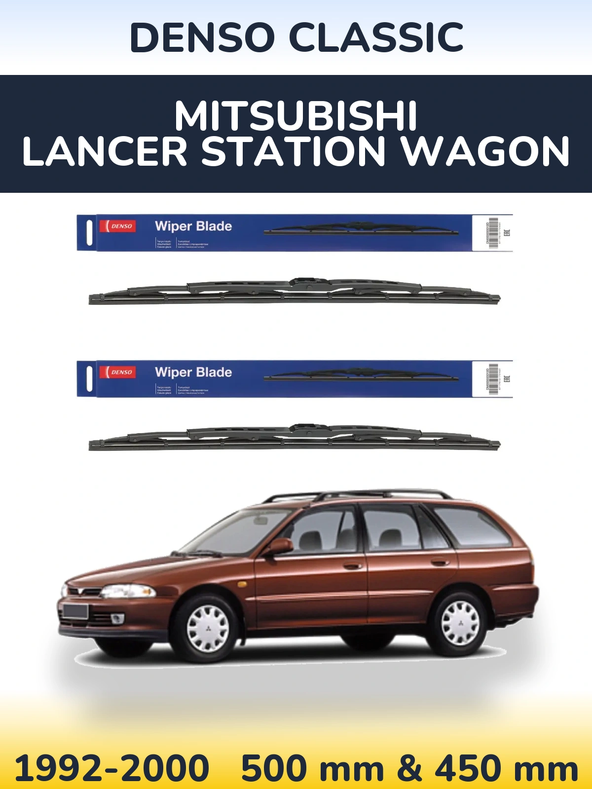 Sada předních stěračů Denso Classic 500 a 450 mm pro Mitsubishi Lancer Station Wagon 1992-2000