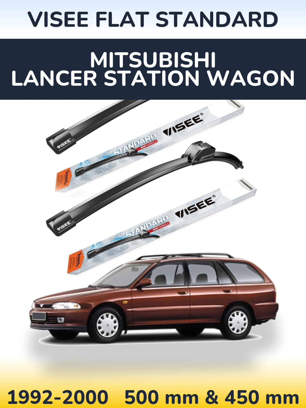 Sada předních stěračů VISEE FLAT STANDARD 500 a 450 mm pro Mitsubishi Lancer Station Wagon 1992-2000