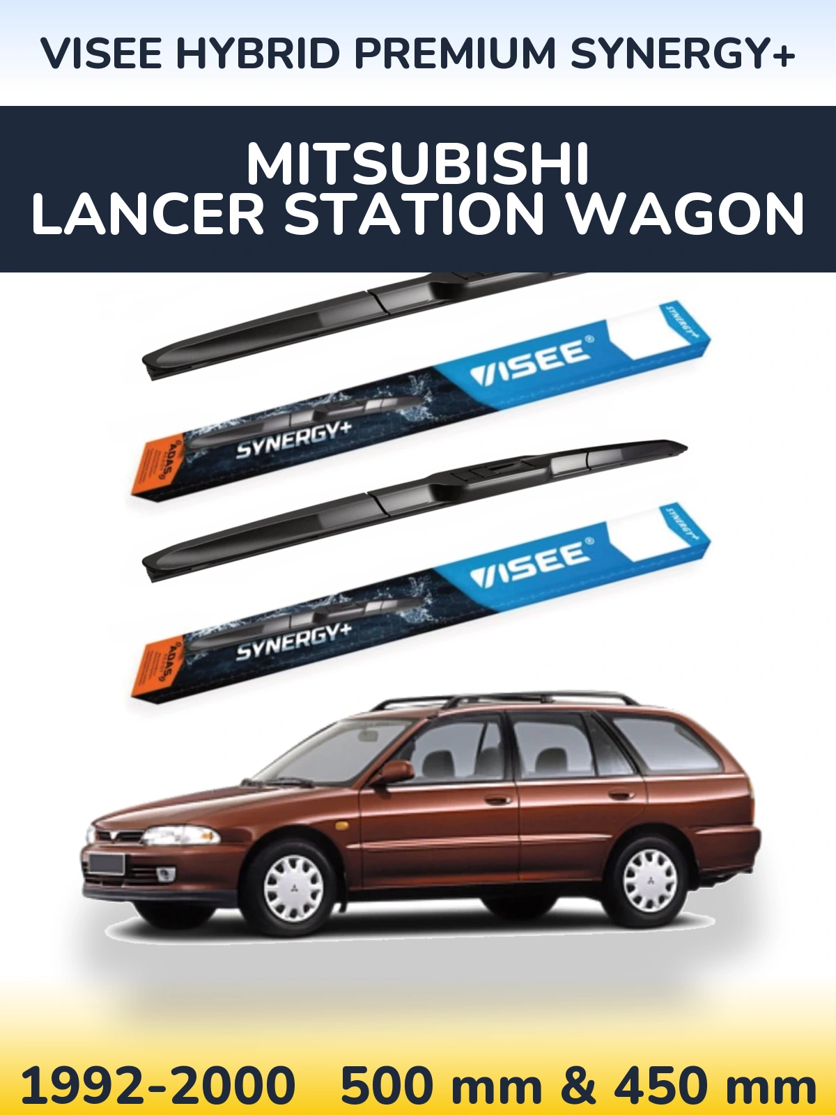 Sada předních stěračů VISEE HYBRID PREMIUM SYNERGY+ 500 a 450 mm pro Mitsubishi Lancer Station Wagon 1992-2000