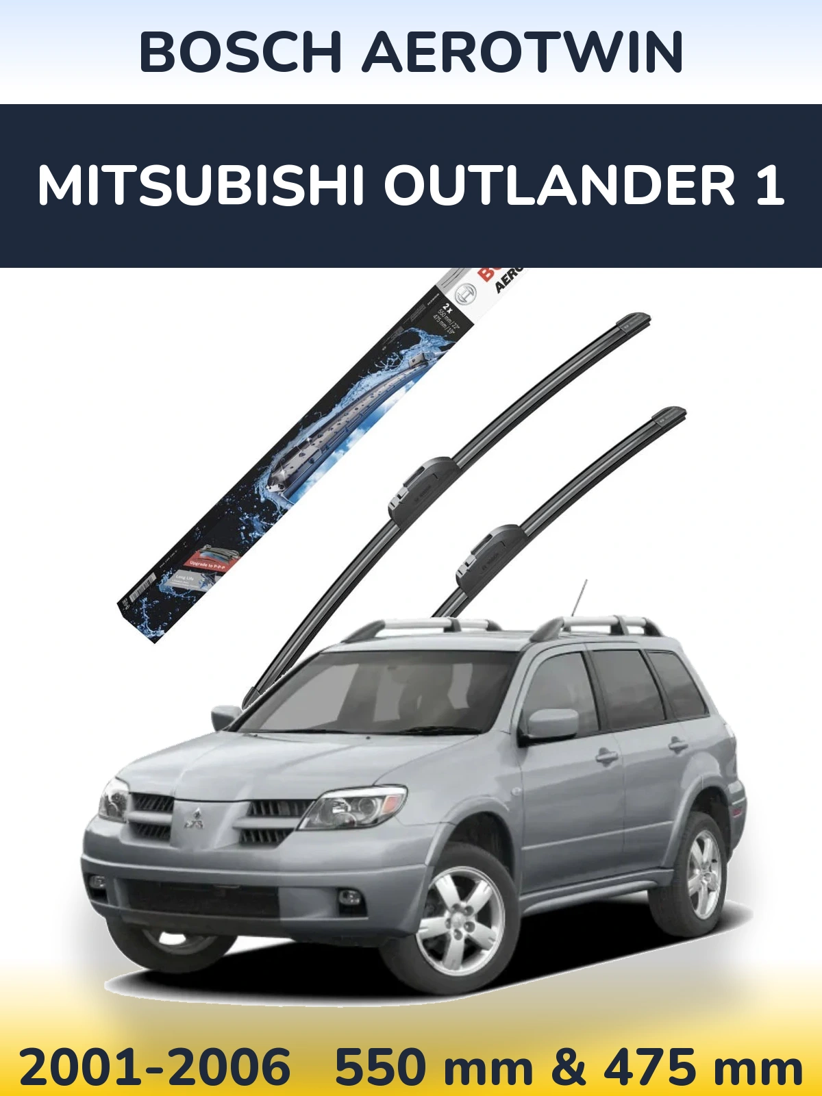 Sada předních stěračů BOSCH AeroTwin 550 a 475 mm pro Mitsubishi Outlander 1 2001-2006