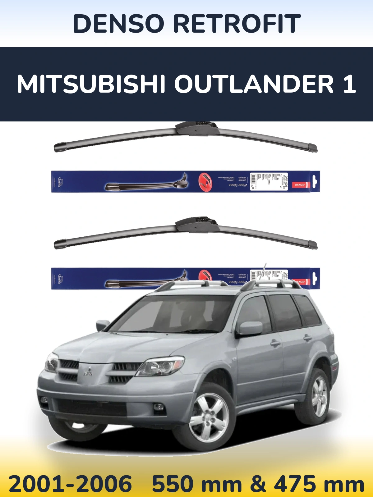 Sada předních stěračů Denso Retrofit 550 a 475 mm pro Mitsubishi Outlander 1 2001-2006
