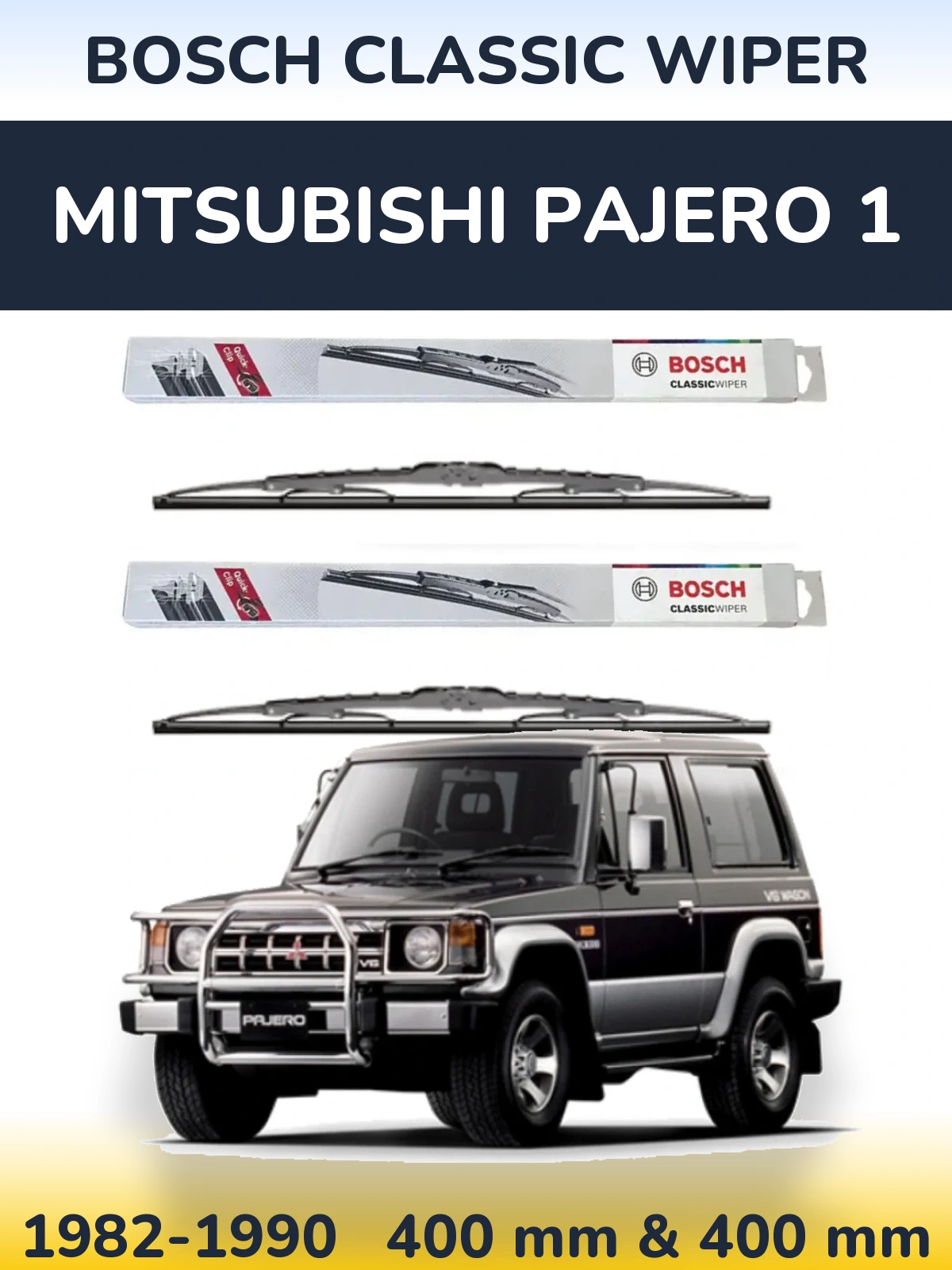 Sada předních stěračů BOSCH Classic Wiper 400 a 400 mm pro Mitsubishi Pajero 1 1982-1990