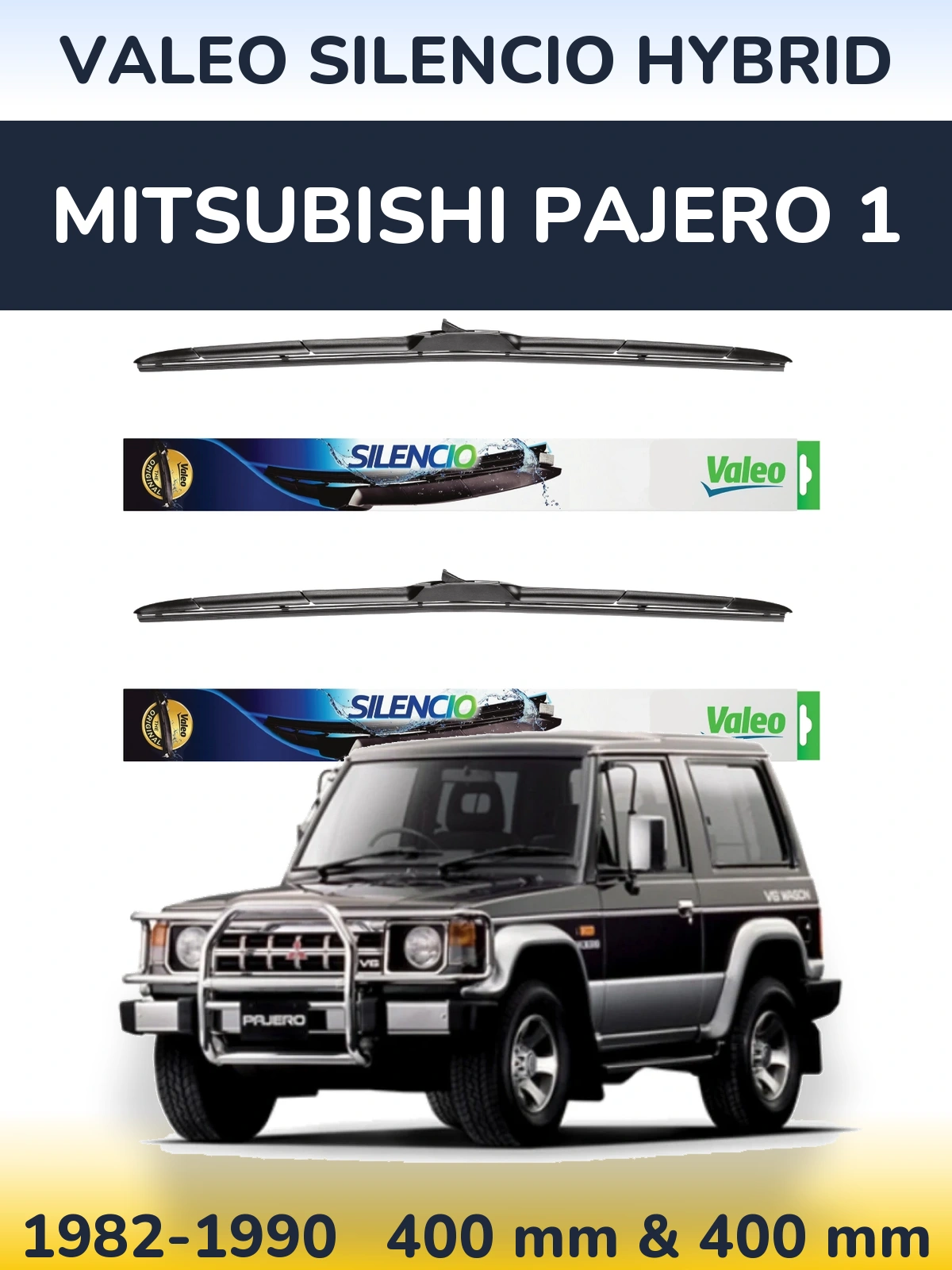 Sada předních stěračů Valeo Silencio Hybrid 400 a 400 mm pro Mitsubishi Pajero 1 1982-1990