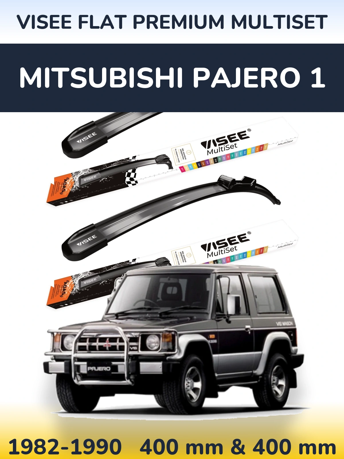 Sada předních stěračů VISEE FLAT PREMIUM MultiSet 400 a 400 mm pro Mitsubishi Pajero 1 1982-1990