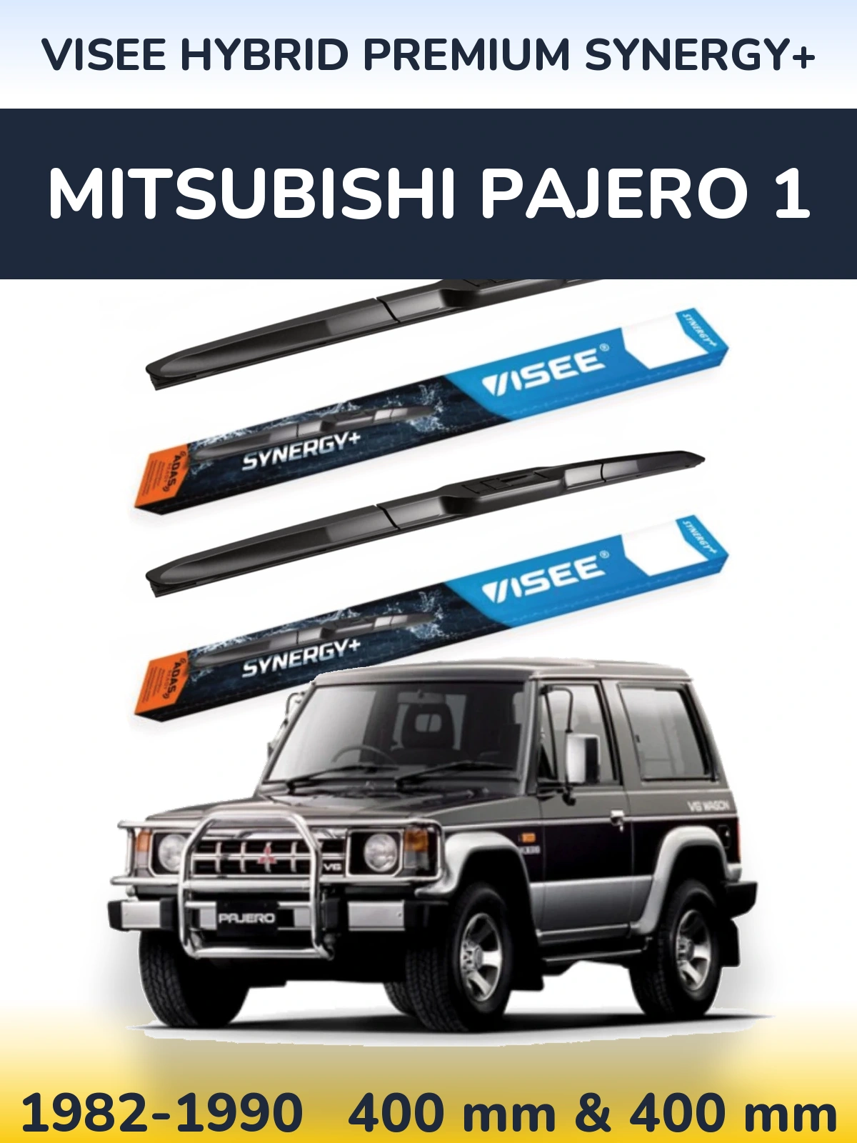 Sada předních stěračů VISEE HYBRID PREMIUM SYNERGY+ 400 a 400 mm pro Mitsubishi Pajero 1 1982-1990