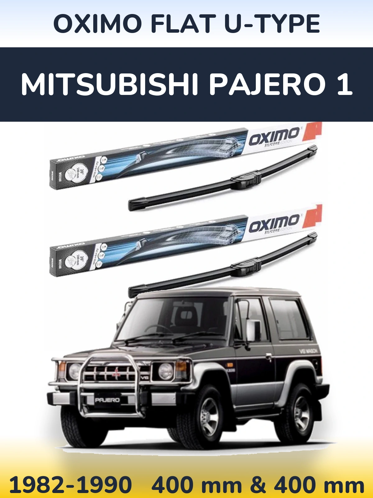 Sada předních stěračů Oximo Flat U-type 400 a 400 mm pro Mitsubishi Pajero 1 1982-1990