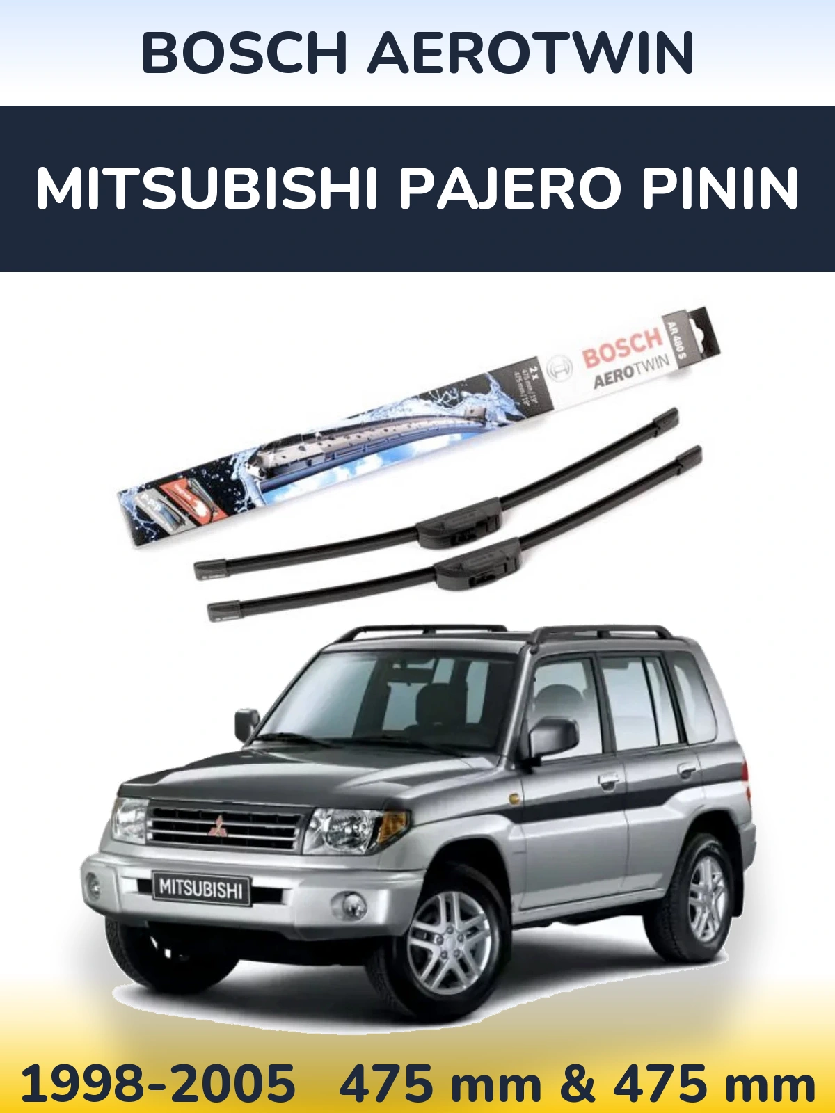 Sada předních stěračů BOSCH AeroTwin 475 a 475 mm pro Mitsubishi Pajero Pinin 1998-2005
