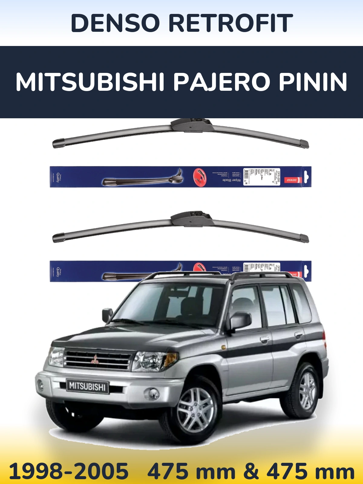 Sada předních stěračů Denso Retrofit 475 a 475 mm pro Mitsubishi Pajero Pinin 1998-2005